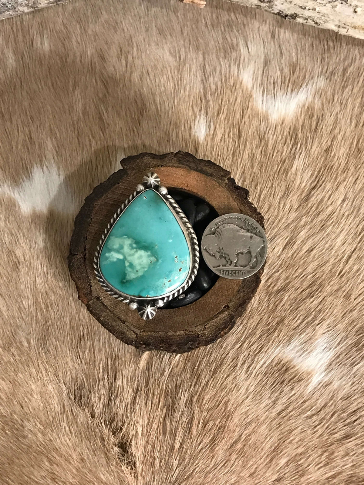 The Tishomingo Turquoise Adjustable Ring, 4-Rings-Calli Co., Turquoise and Silver Jewelry, Native American Handmade, Zuni Tribe, Navajo Tribe, Brock Texas