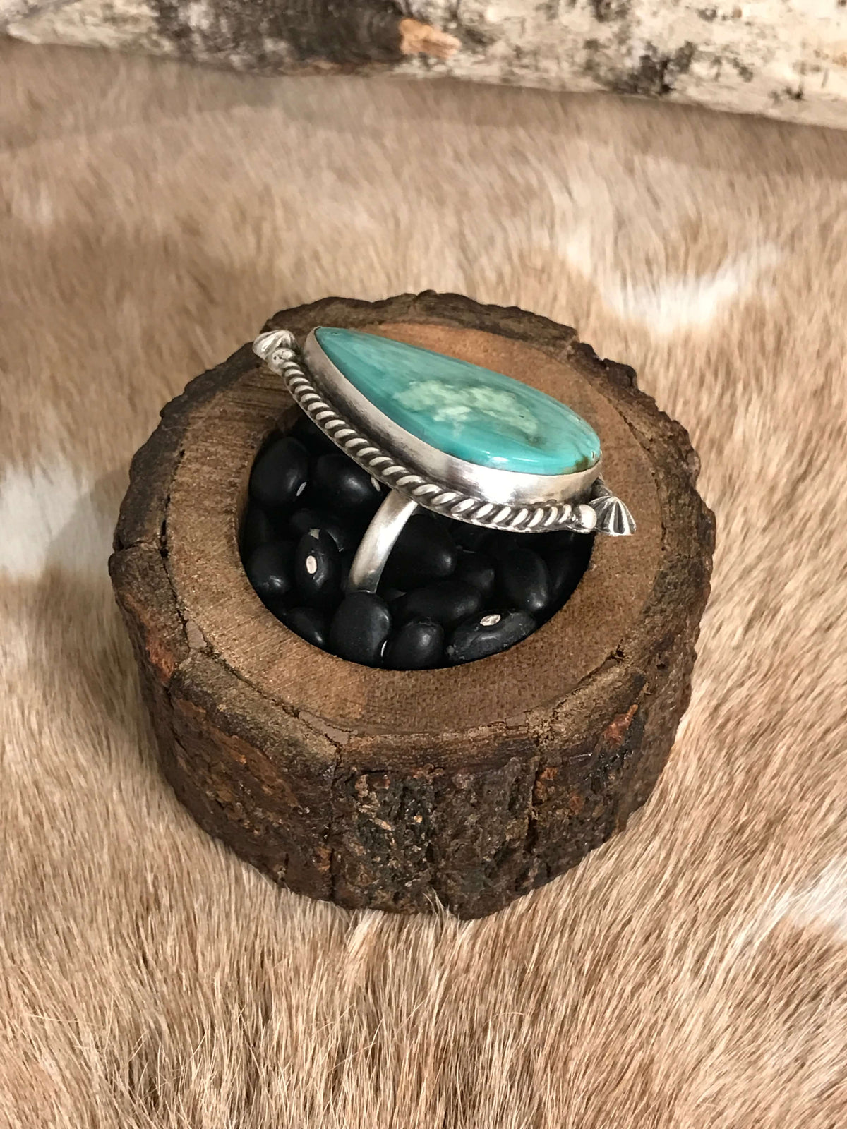 The Tishomingo Turquoise Adjustable Ring, 4-Rings-Calli Co., Turquoise and Silver Jewelry, Native American Handmade, Zuni Tribe, Navajo Tribe, Brock Texas