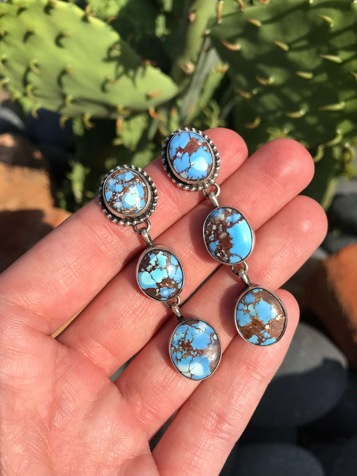 The Deep Valley Earrings, 4-Earrings-Calli Co., Turquoise and Silver Jewelry, Native American Handmade, Zuni Tribe, Navajo Tribe, Brock Texas