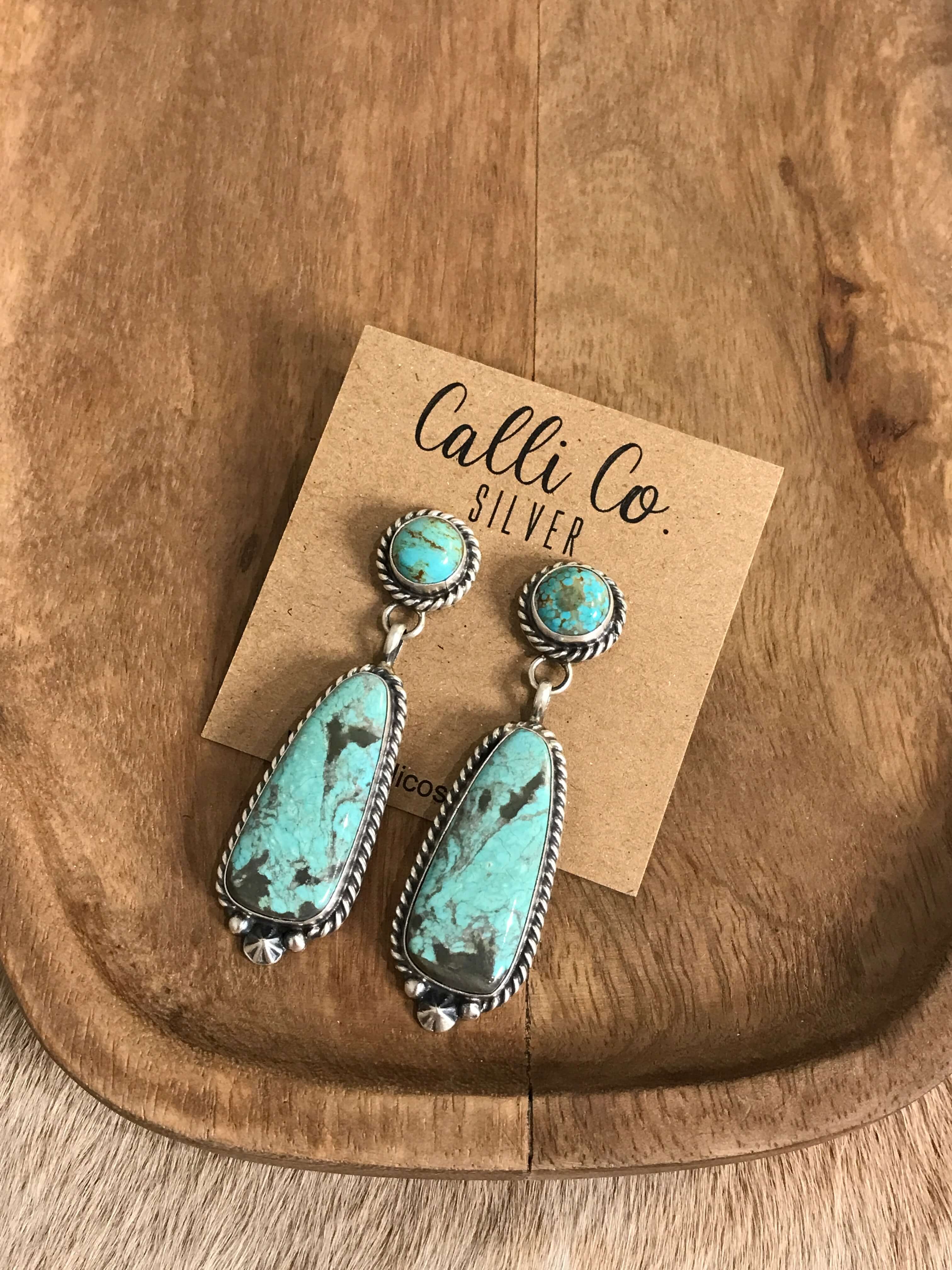 The Glendale Earrings, 4-Earrings-Calli Co., Turquoise and Silver Jewelry, Native American Handmade, Zuni Tribe, Navajo Tribe, Brock Texas