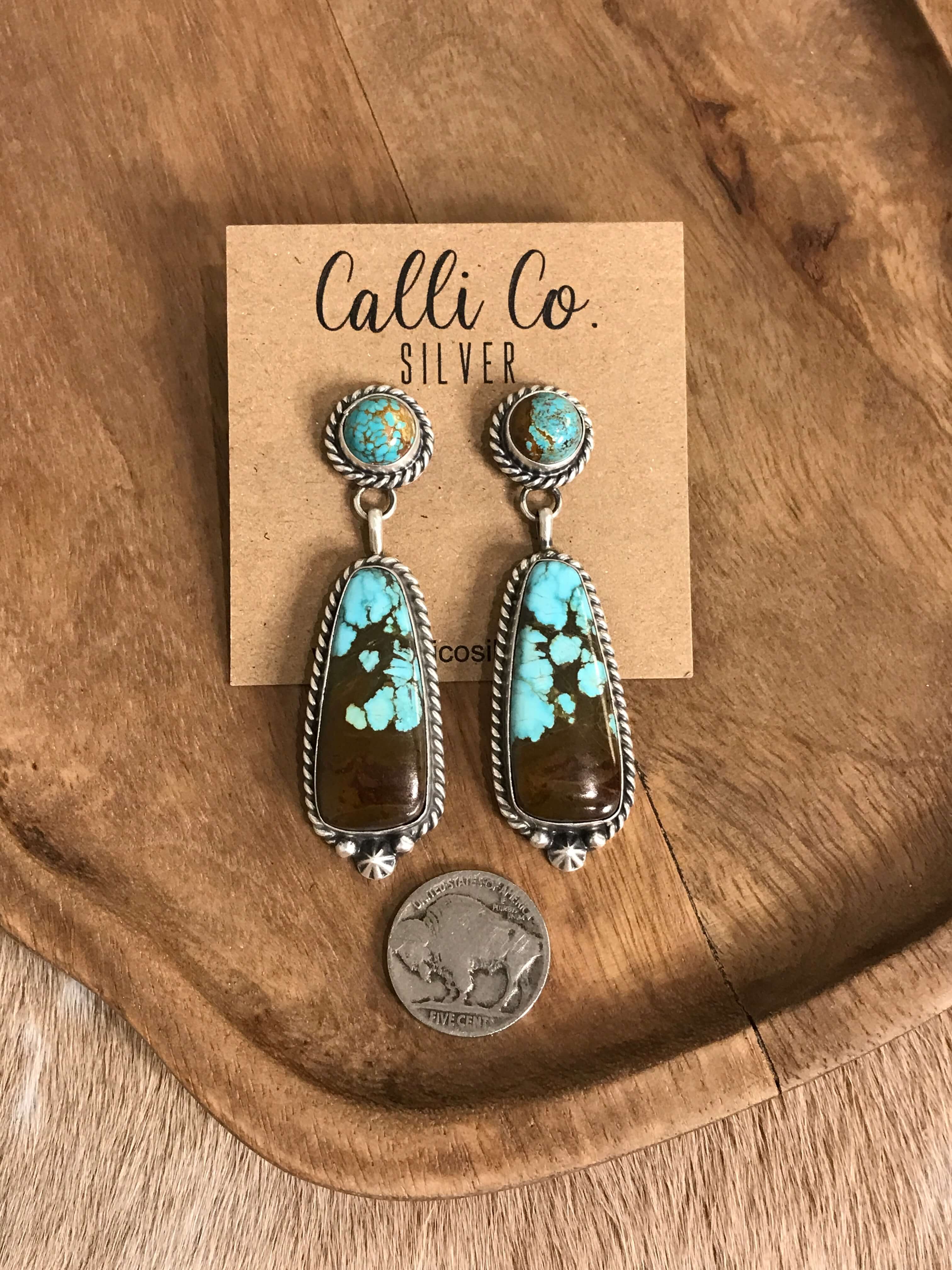 The Glendale Earrings, 11-Earrings-Calli Co., Turquoise and Silver Jewelry, Native American Handmade, Zuni Tribe, Navajo Tribe, Brock Texas