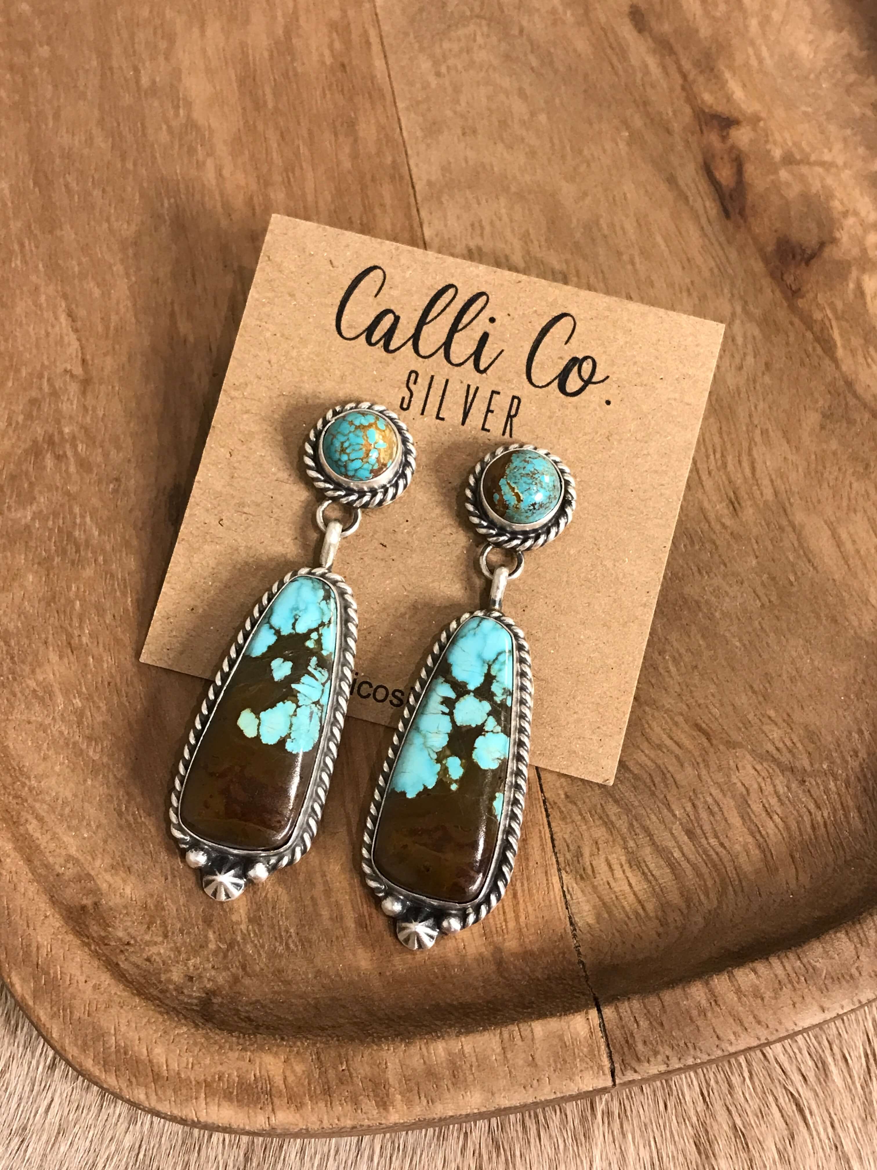 The Glendale Earrings, 11-Earrings-Calli Co., Turquoise and Silver Jewelry, Native American Handmade, Zuni Tribe, Navajo Tribe, Brock Texas
