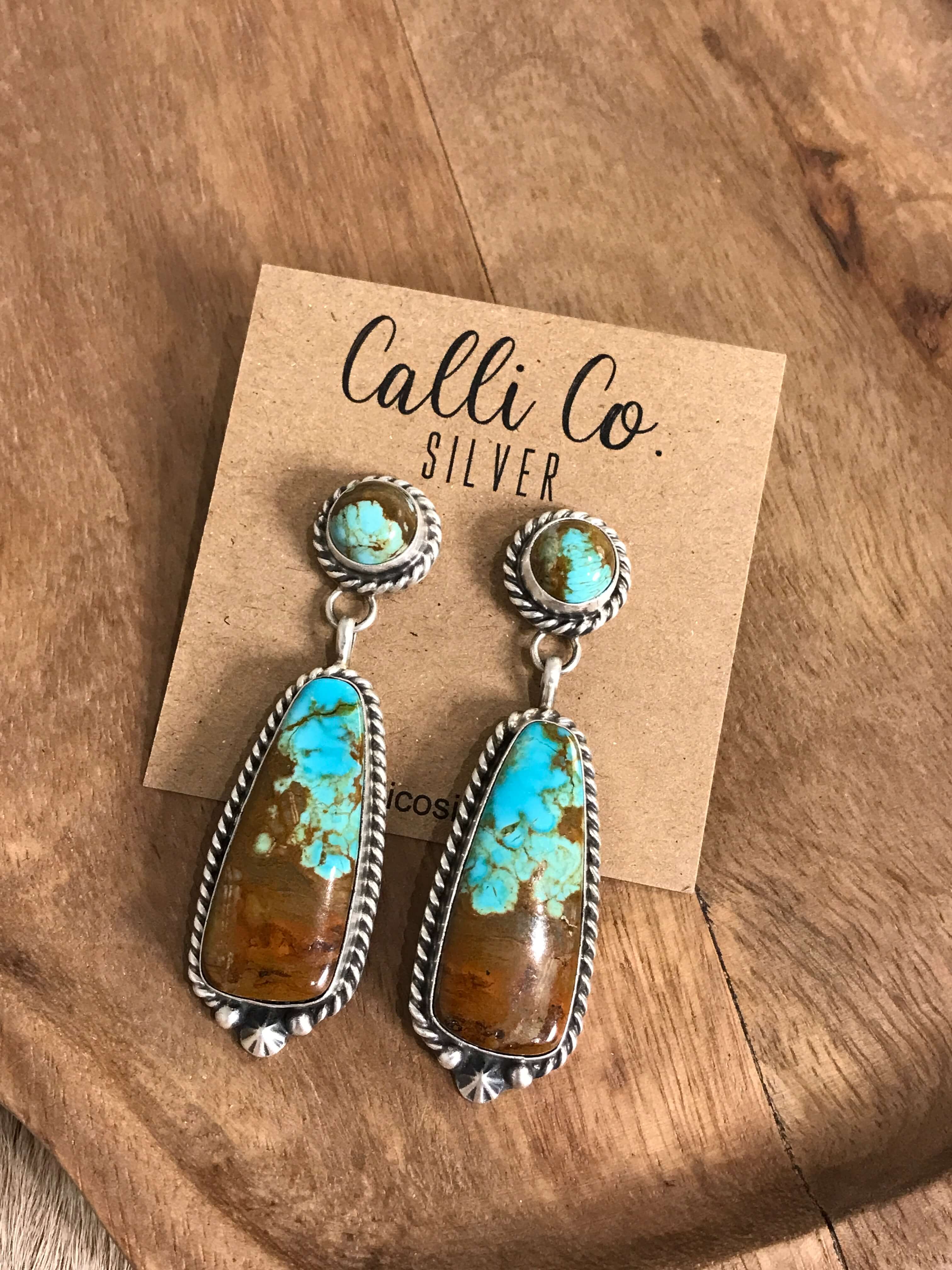 The Glendale Earrings, 13-Earrings-Calli Co., Turquoise and Silver Jewelry, Native American Handmade, Zuni Tribe, Navajo Tribe, Brock Texas