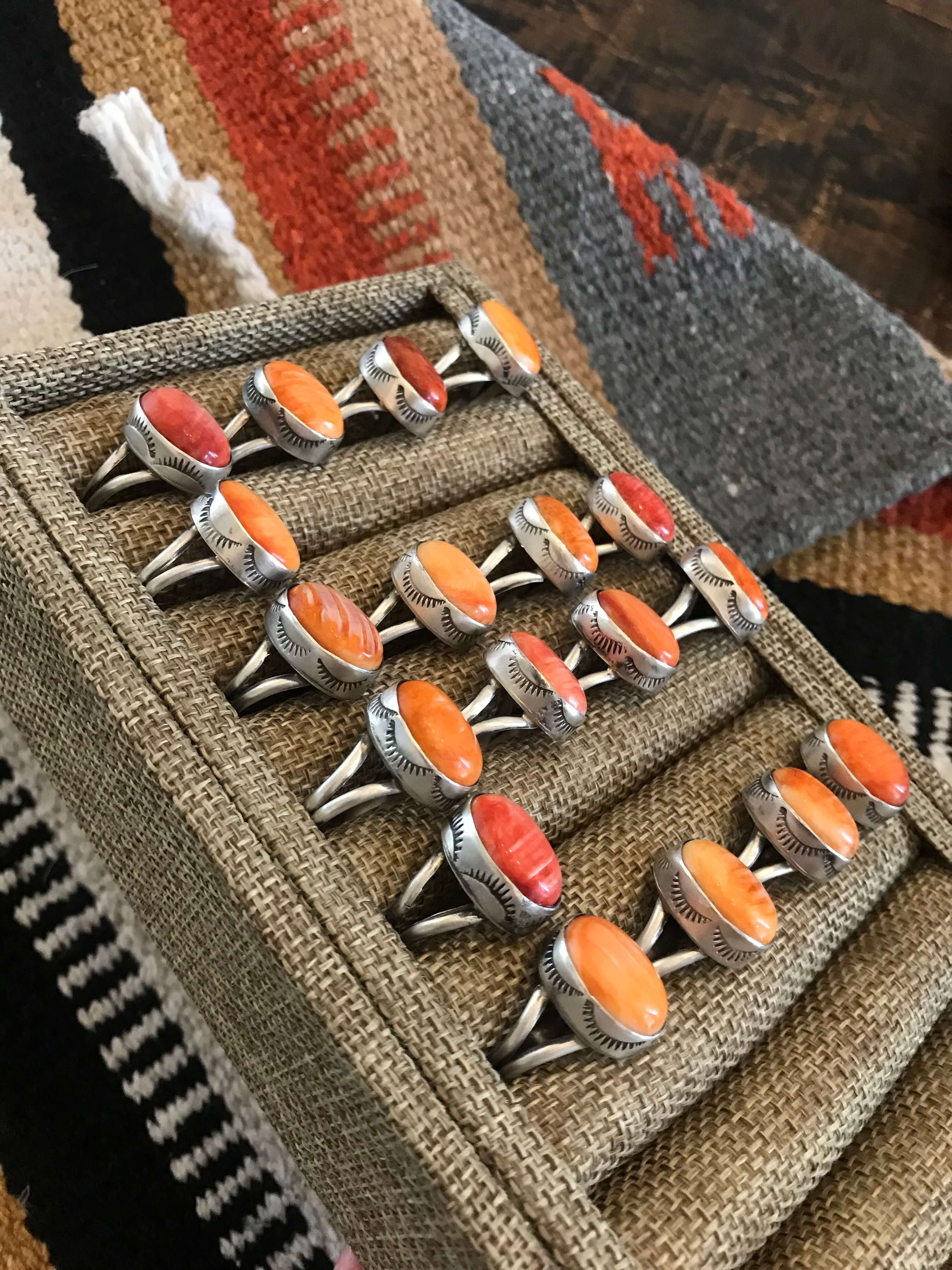 The Leyden Spiny Rings-Rings-Calli Co., Turquoise and Silver Jewelry, Native American Handmade, Zuni Tribe, Navajo Tribe, Brock Texas