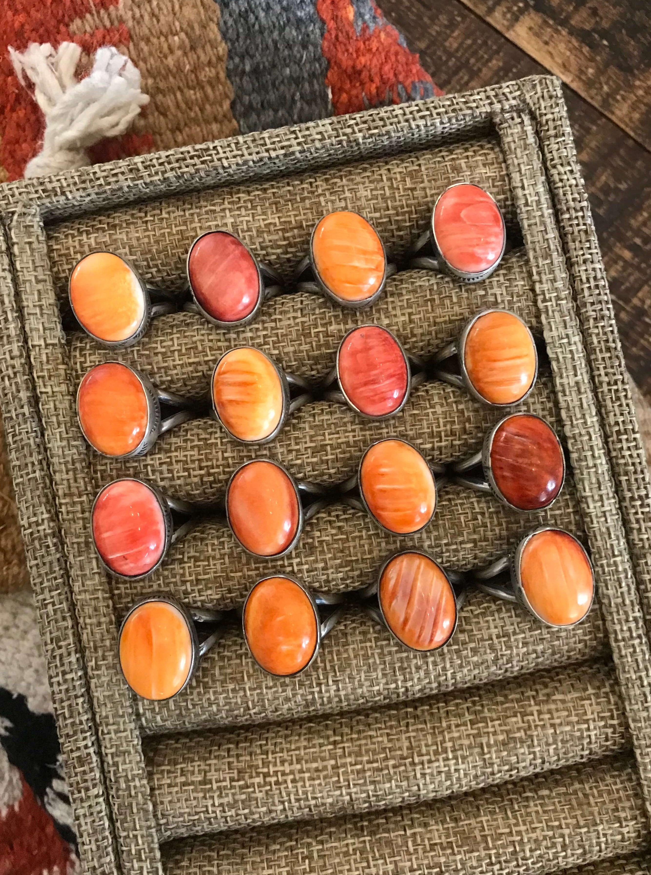 The Leyden Spiny Rings-Rings-Calli Co., Turquoise and Silver Jewelry, Native American Handmade, Zuni Tribe, Navajo Tribe, Brock Texas