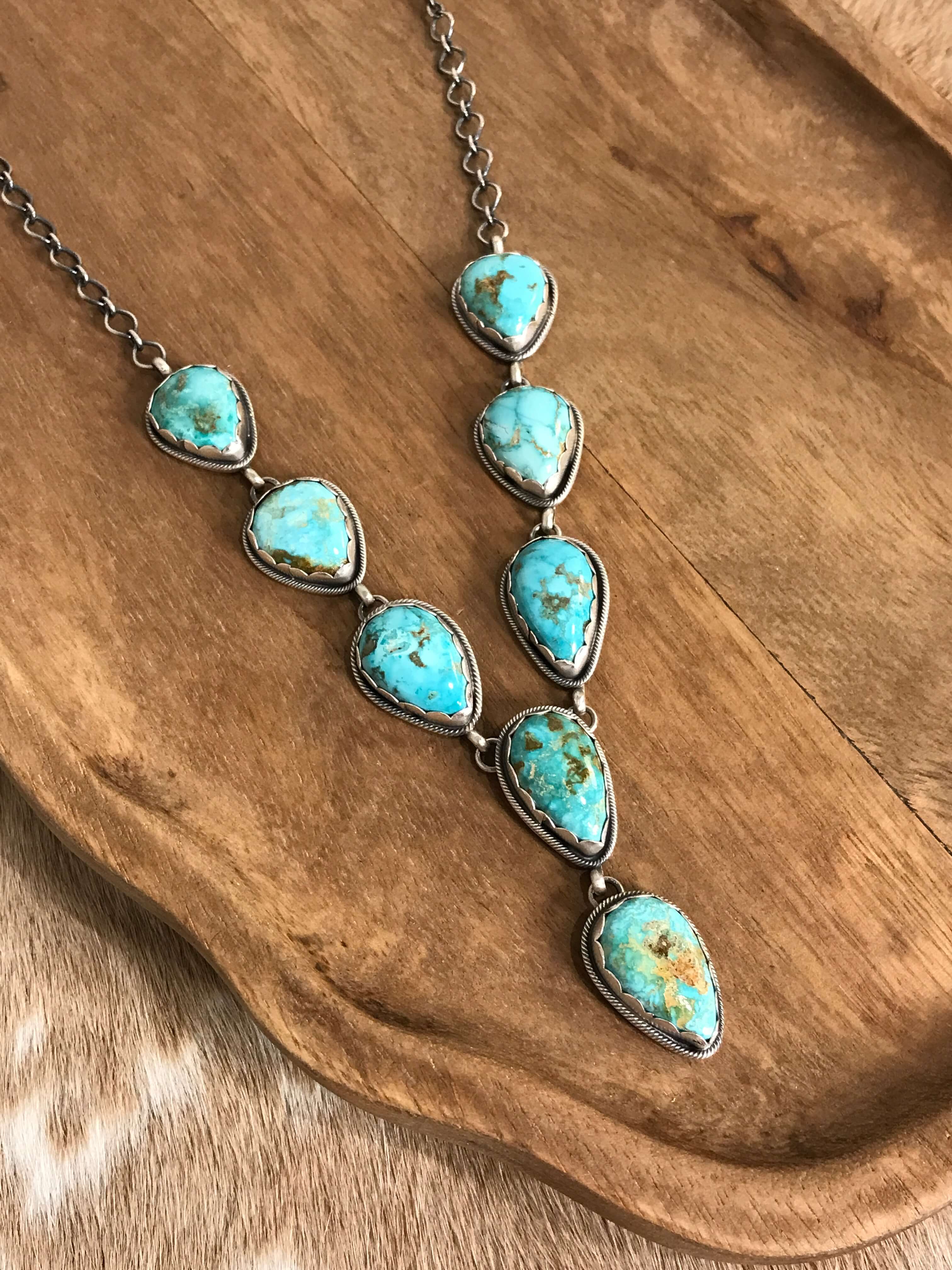 The Hartley Lariat Necklace Set, 3-Necklaces-Calli Co., Turquoise and Silver Jewelry, Native American Handmade, Zuni Tribe, Navajo Tribe, Brock Texas