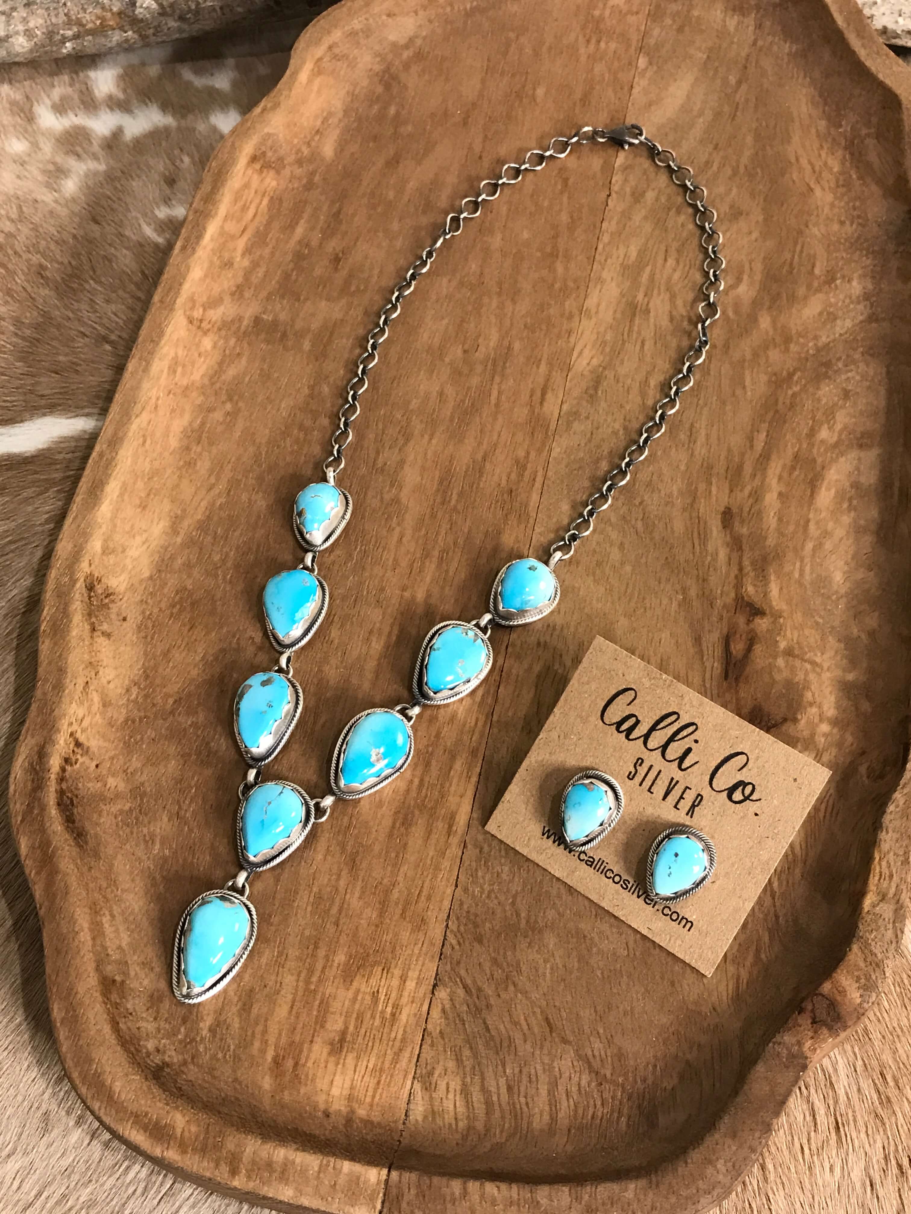 The Hartley Lariat Necklace Set, 4-Necklaces-Calli Co., Turquoise and Silver Jewelry, Native American Handmade, Zuni Tribe, Navajo Tribe, Brock Texas