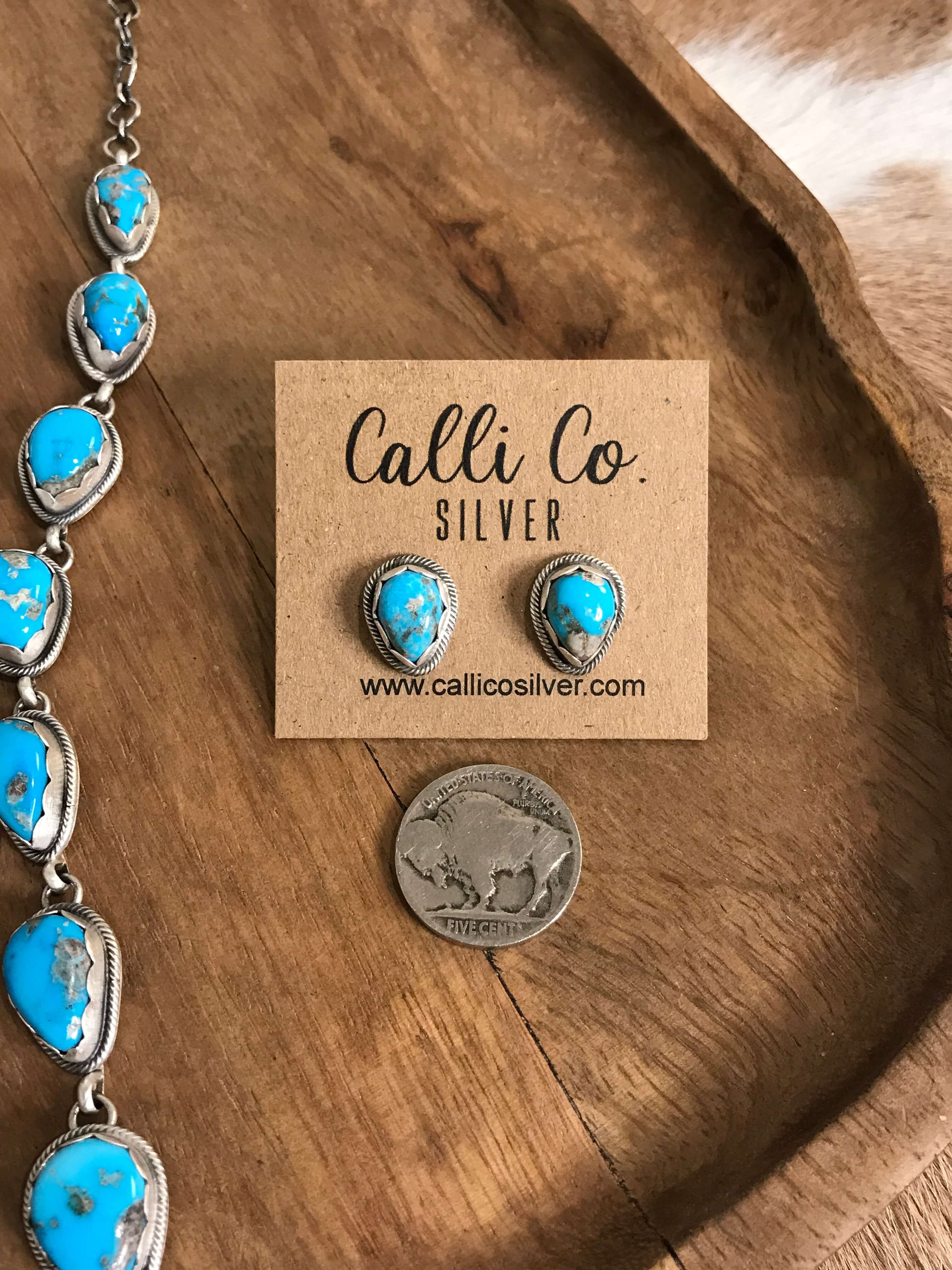 The Kallen Turquoise Lariat Necklace Set, 3-Necklaces-Calli Co., Turquoise and Silver Jewelry, Native American Handmade, Zuni Tribe, Navajo Tribe, Brock Texas