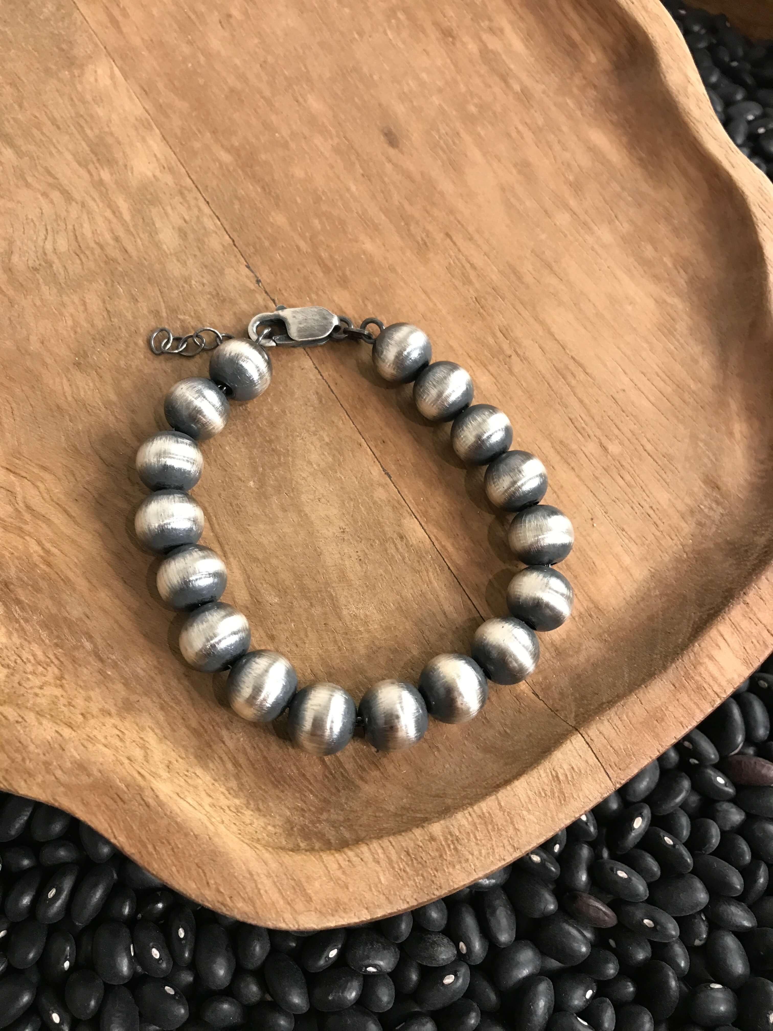 The Mabank 12mm Pearl Bracelet-Bracelets & Cuffs-Calli Co., Turquoise and Silver Jewelry, Native American Handmade, Zuni Tribe, Navajo Tribe, Brock Texas