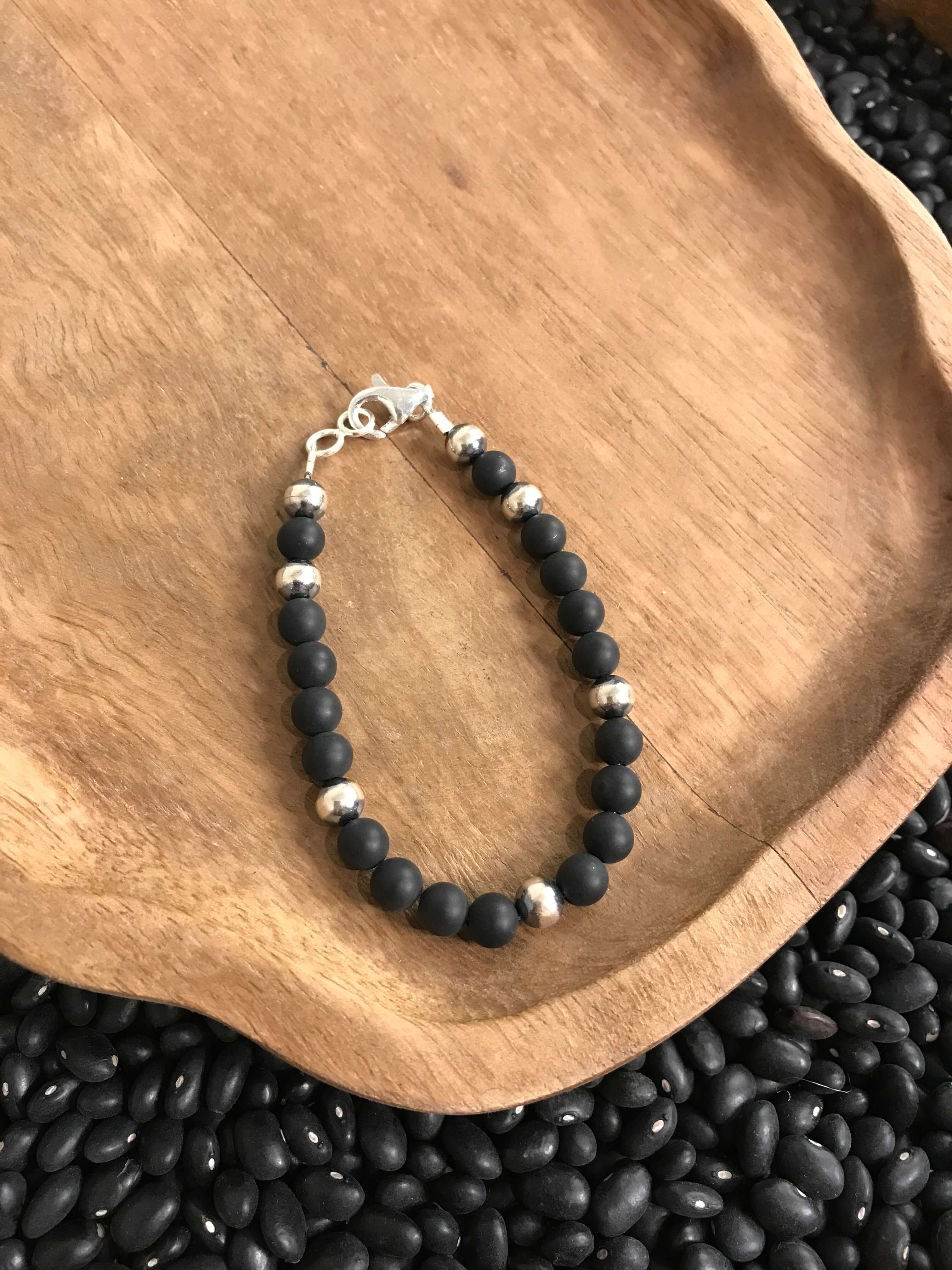 The Culmore Onyx Bracelet-Bracelets & Cuffs-Calli Co., Turquoise and Silver Jewelry, Native American Handmade, Zuni Tribe, Navajo Tribe, Brock Texas