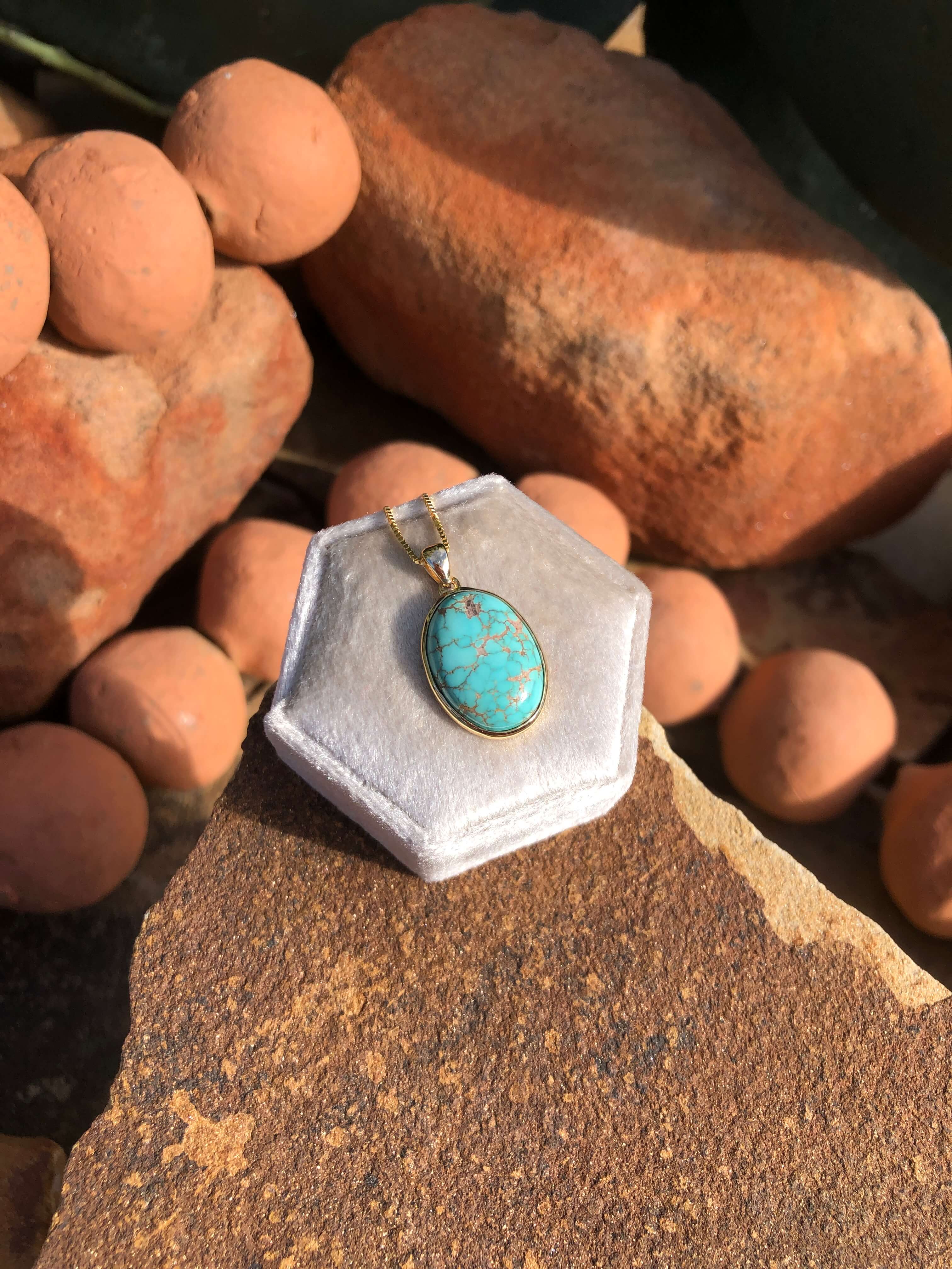 The Nordic 14k and Turquoise Pendant, 10-Pendants-Calli Co., Turquoise and Silver Jewelry, Native American Handmade, Zuni Tribe, Navajo Tribe, Brock Texas