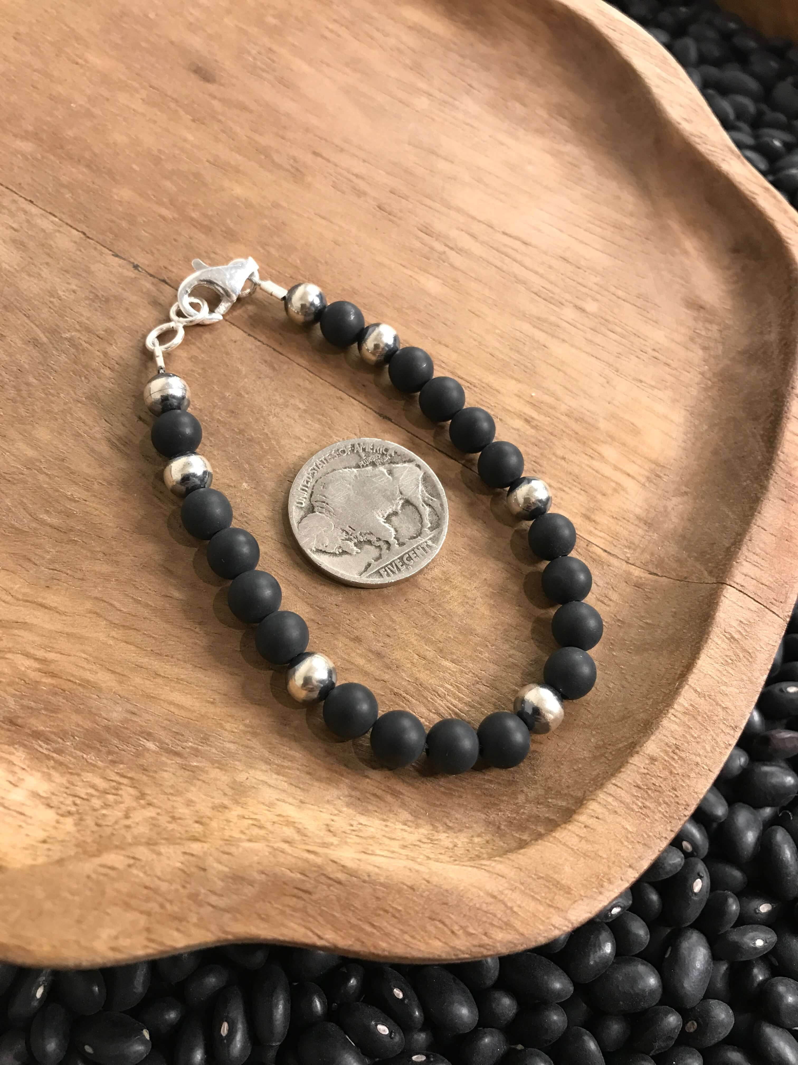 The Culmore Onyx Bracelet-Bracelets & Cuffs-Calli Co., Turquoise and Silver Jewelry, Native American Handmade, Zuni Tribe, Navajo Tribe, Brock Texas