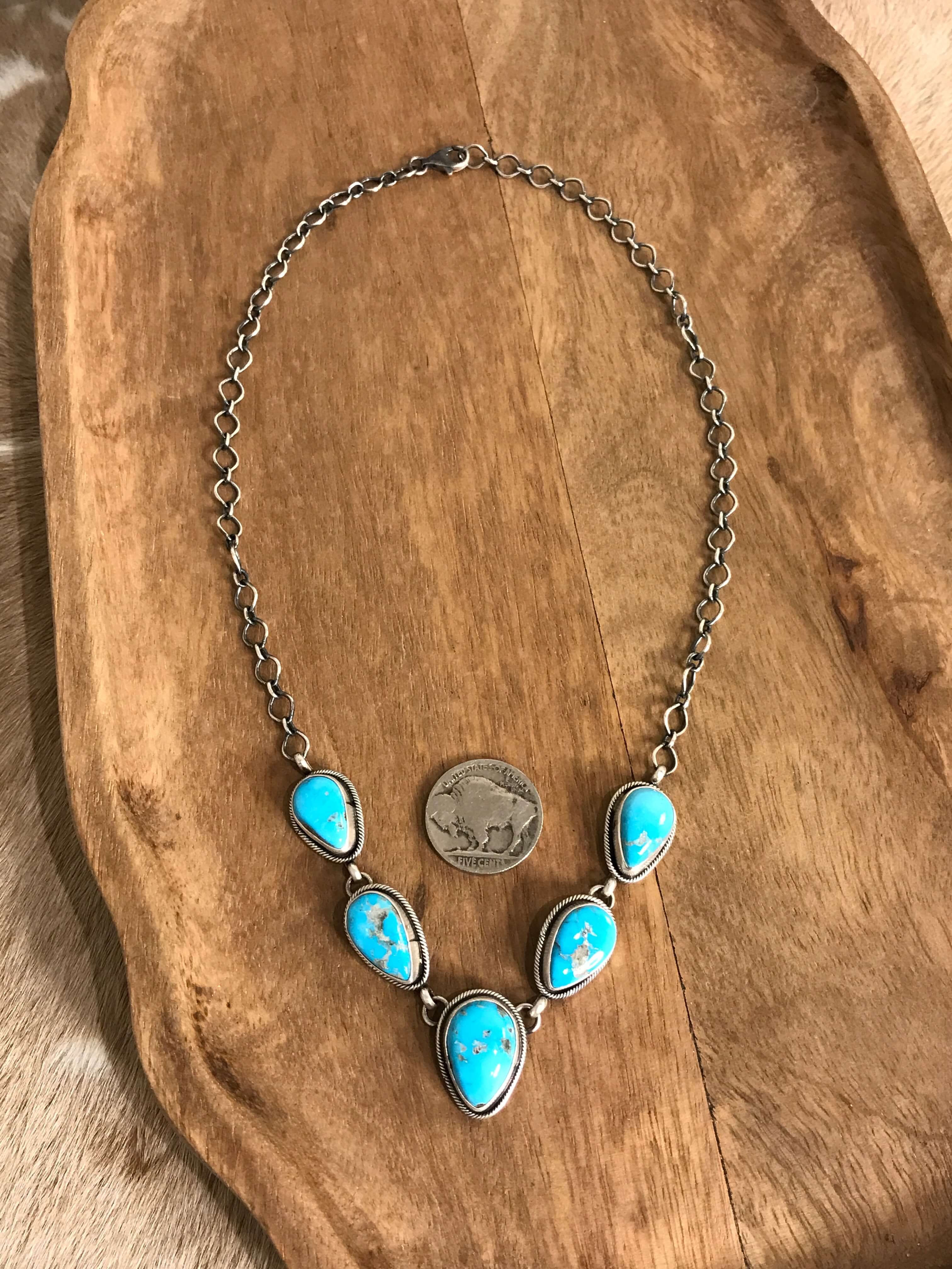 The Lulu Statement Necklace Set, 1-Necklaces-Calli Co., Turquoise and Silver Jewelry, Native American Handmade, Zuni Tribe, Navajo Tribe, Brock Texas