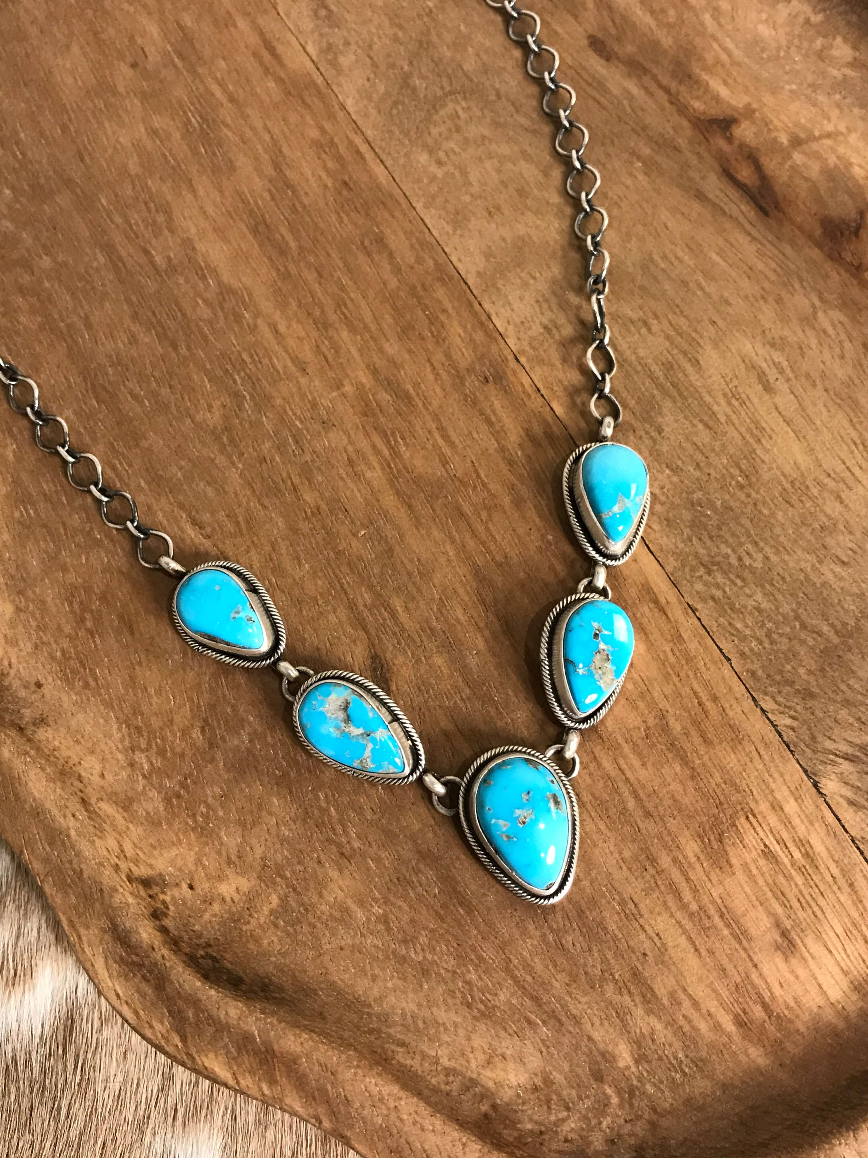 The Lulu Statement Necklace Set, 1-Necklaces-Calli Co., Turquoise and Silver Jewelry, Native American Handmade, Zuni Tribe, Navajo Tribe, Brock Texas