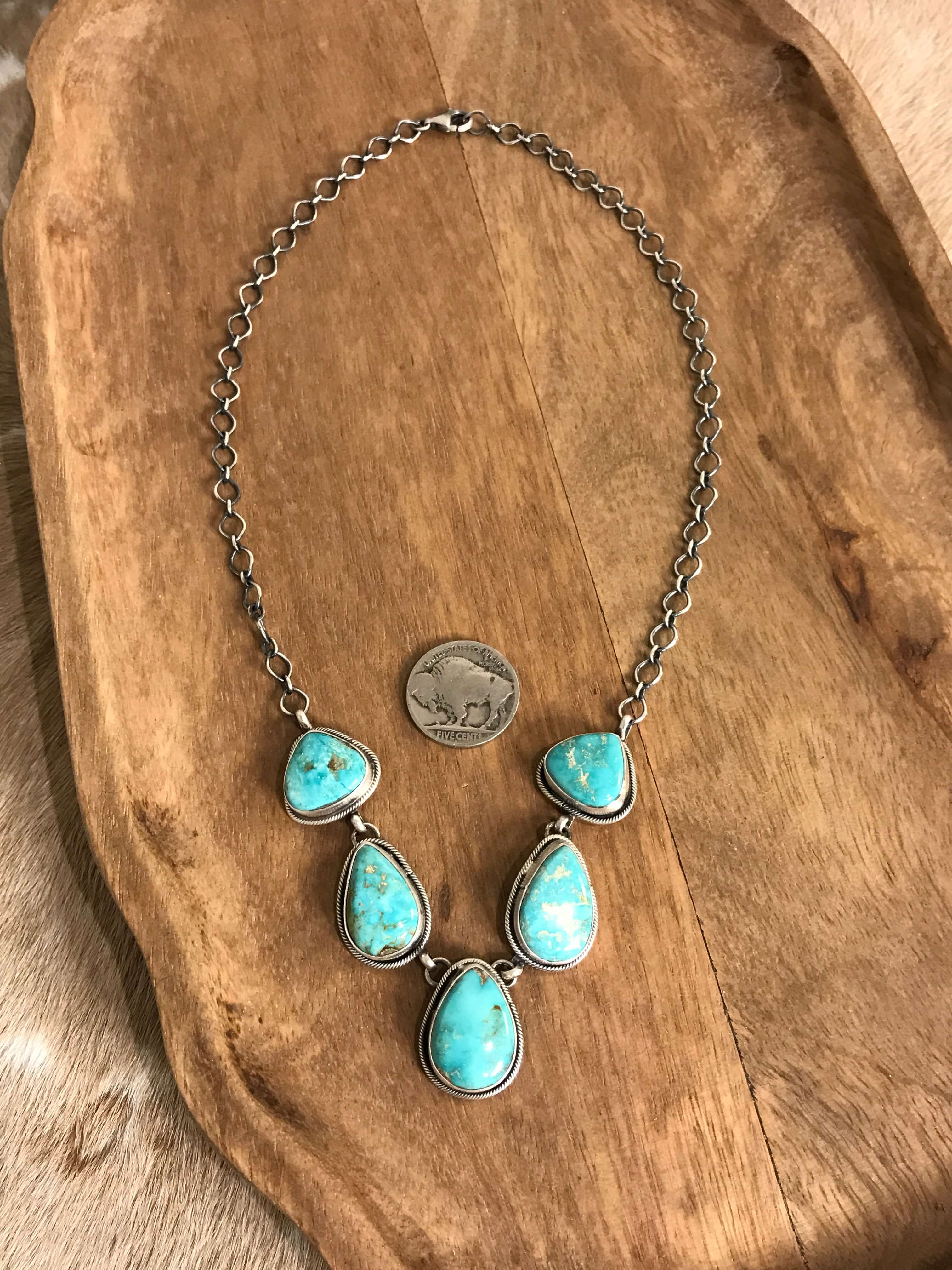 The Lulu Statement Necklace Set, 2-Necklaces-Calli Co., Turquoise and Silver Jewelry, Native American Handmade, Zuni Tribe, Navajo Tribe, Brock Texas