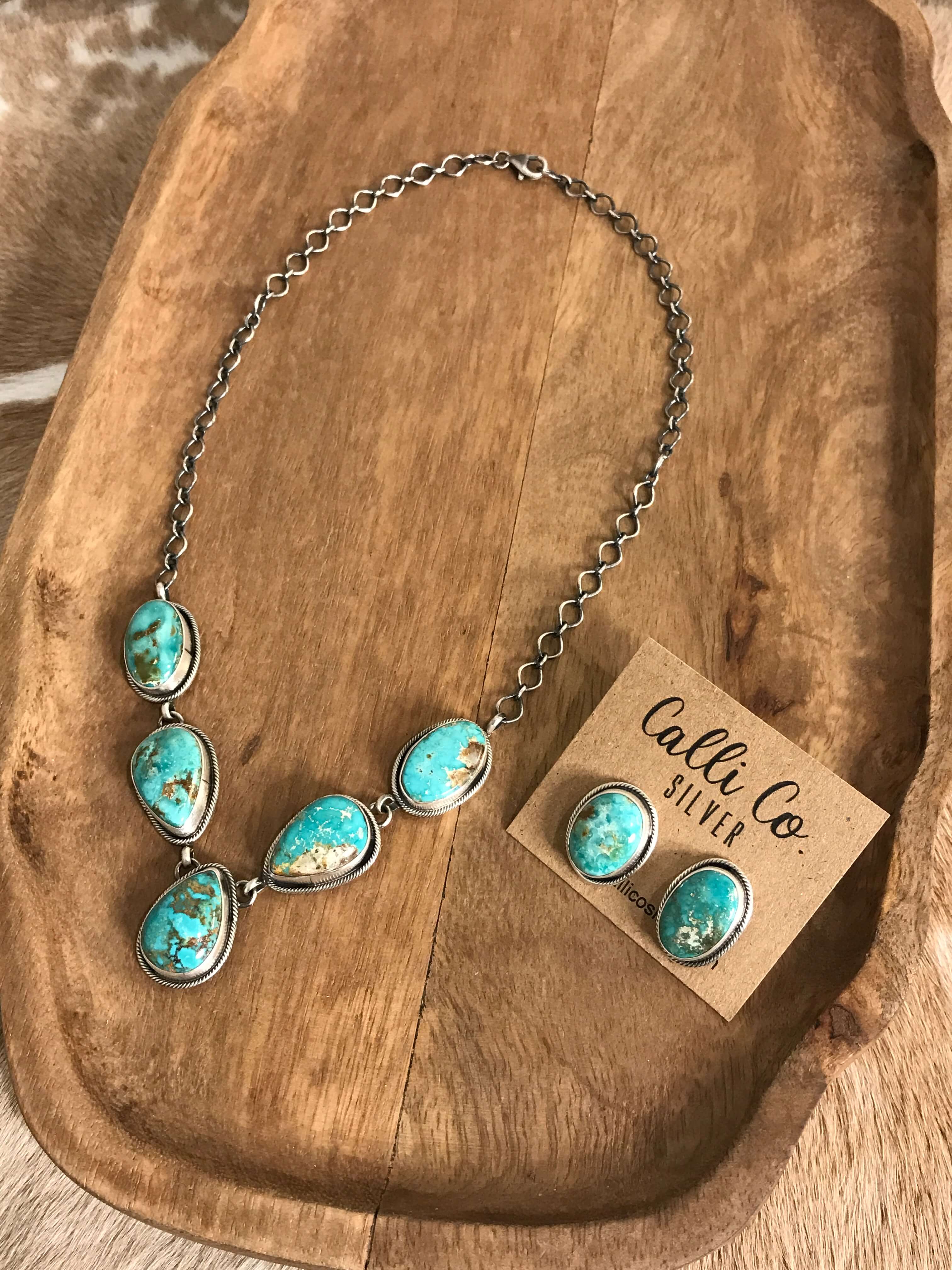 The Lulu Statement Necklace Set, 4-Necklaces-Calli Co., Turquoise and Silver Jewelry, Native American Handmade, Zuni Tribe, Navajo Tribe, Brock Texas