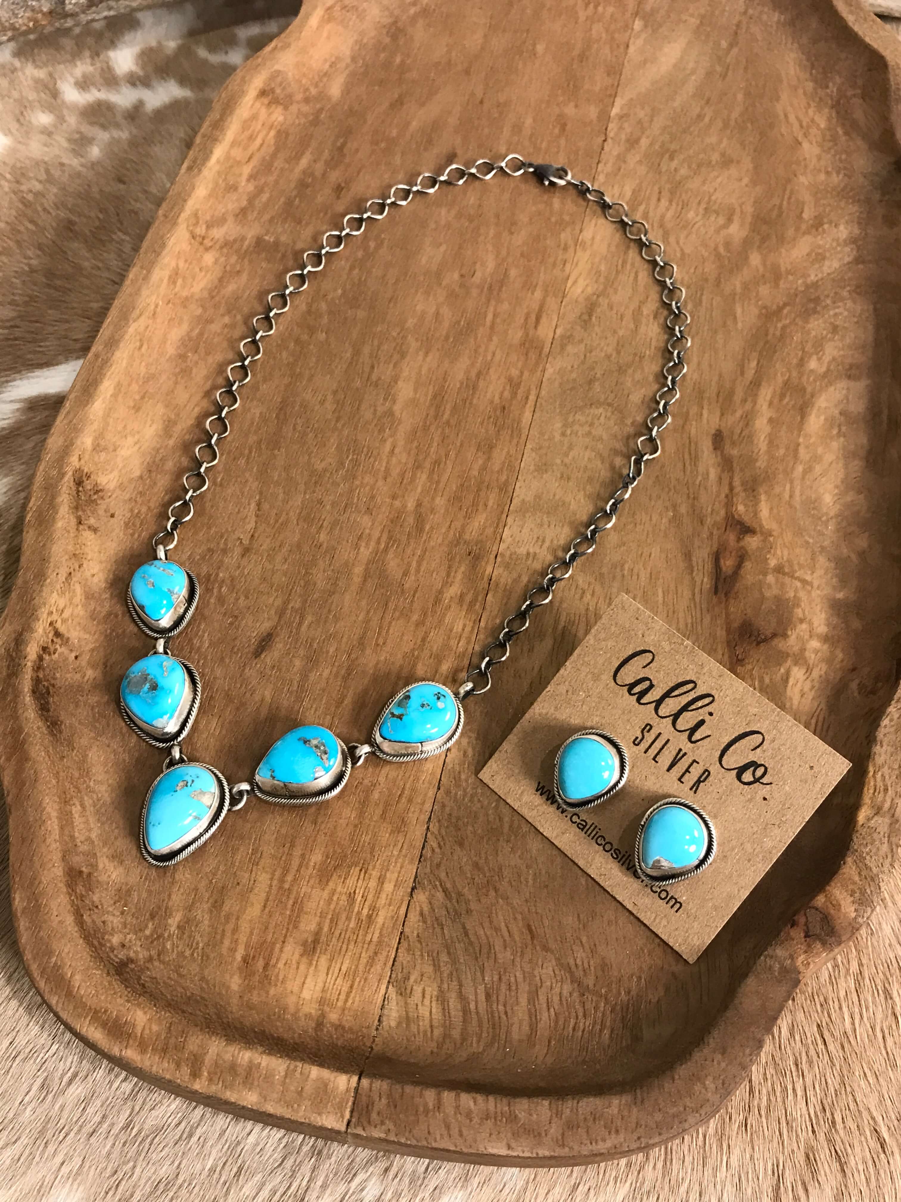 The Lulu Statement Necklace Set, 7-Necklaces-Calli Co., Turquoise and Silver Jewelry, Native American Handmade, Zuni Tribe, Navajo Tribe, Brock Texas