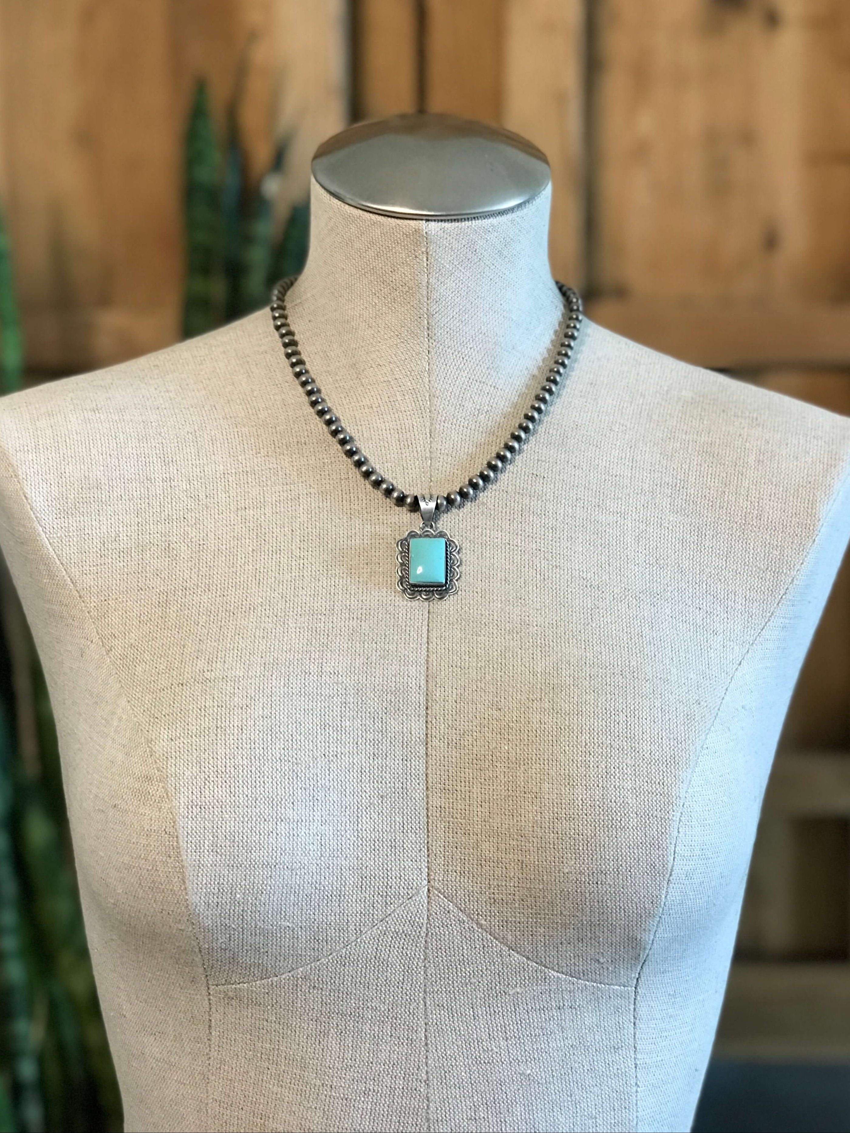 The Sycamore Turquoise Pendant, 2-Pendants-Calli Co., Turquoise and Silver Jewelry, Native American Handmade, Zuni Tribe, Navajo Tribe, Brock Texas