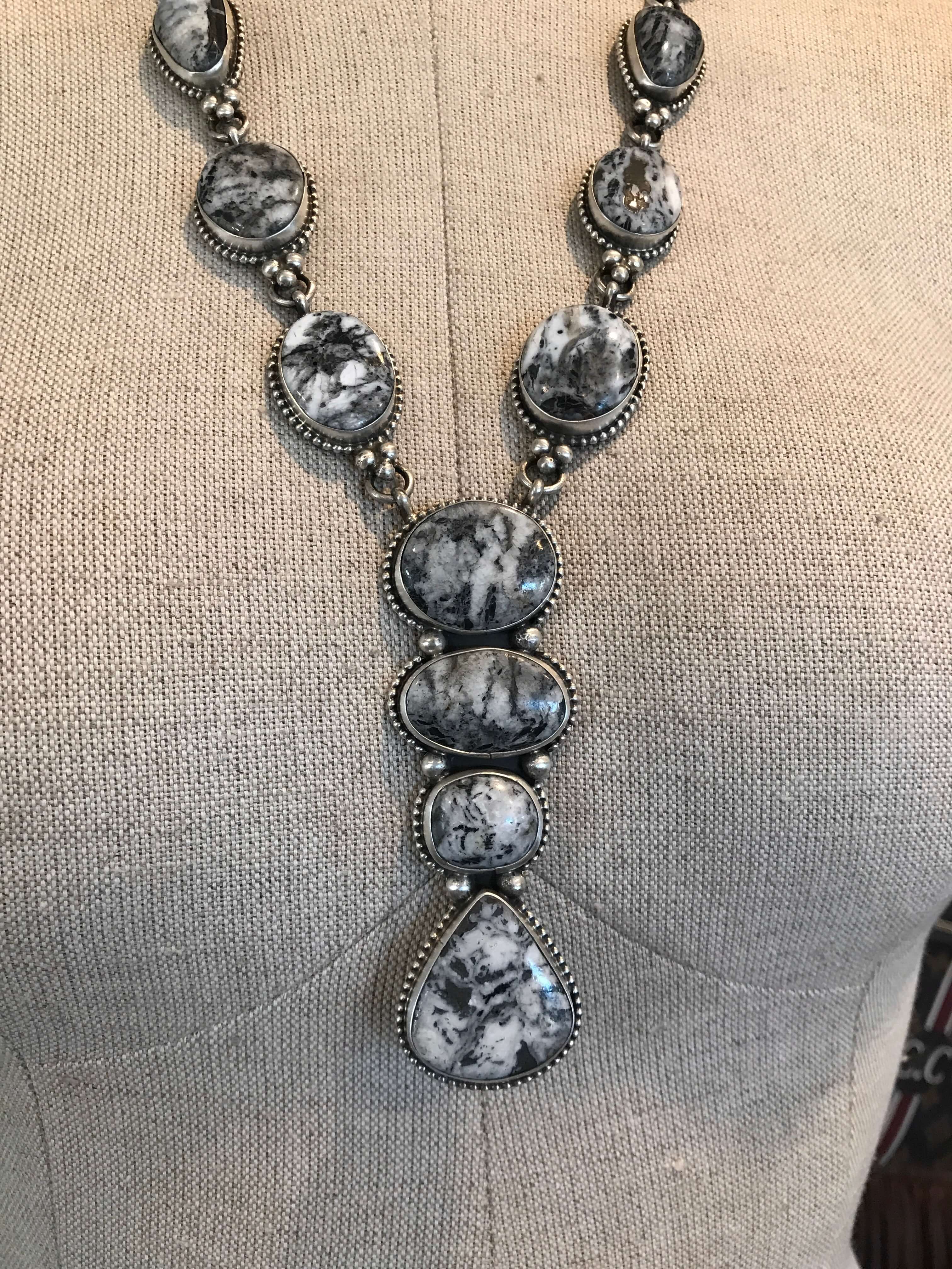 The Dwyer Lariat Necklace Set-Necklaces-Calli Co., Turquoise and Silver Jewelry, Native American Handmade, Zuni Tribe, Navajo Tribe, Brock Texas