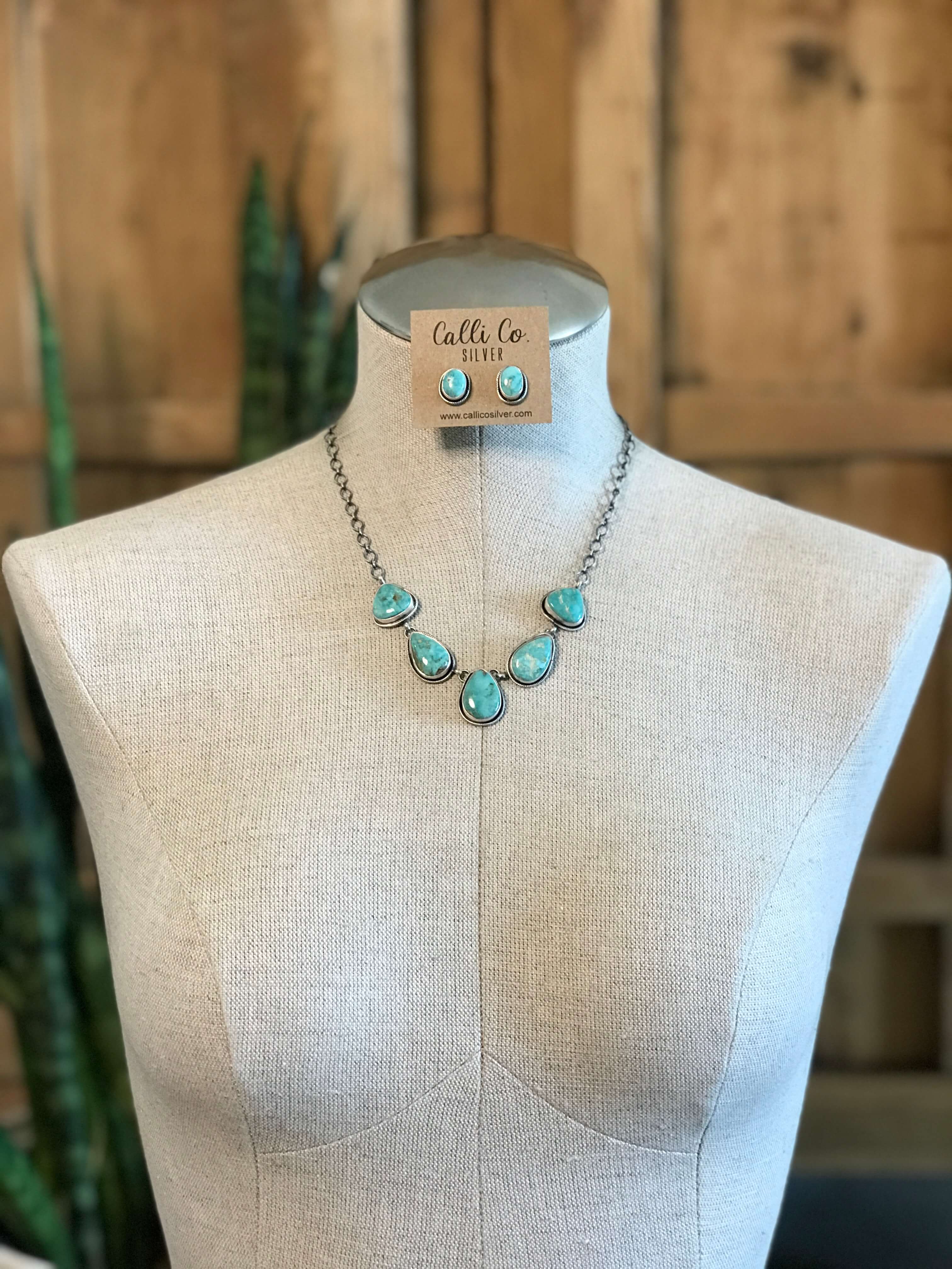 The Lulu Statement Necklace Set, 2-Necklaces-Calli Co., Turquoise and Silver Jewelry, Native American Handmade, Zuni Tribe, Navajo Tribe, Brock Texas