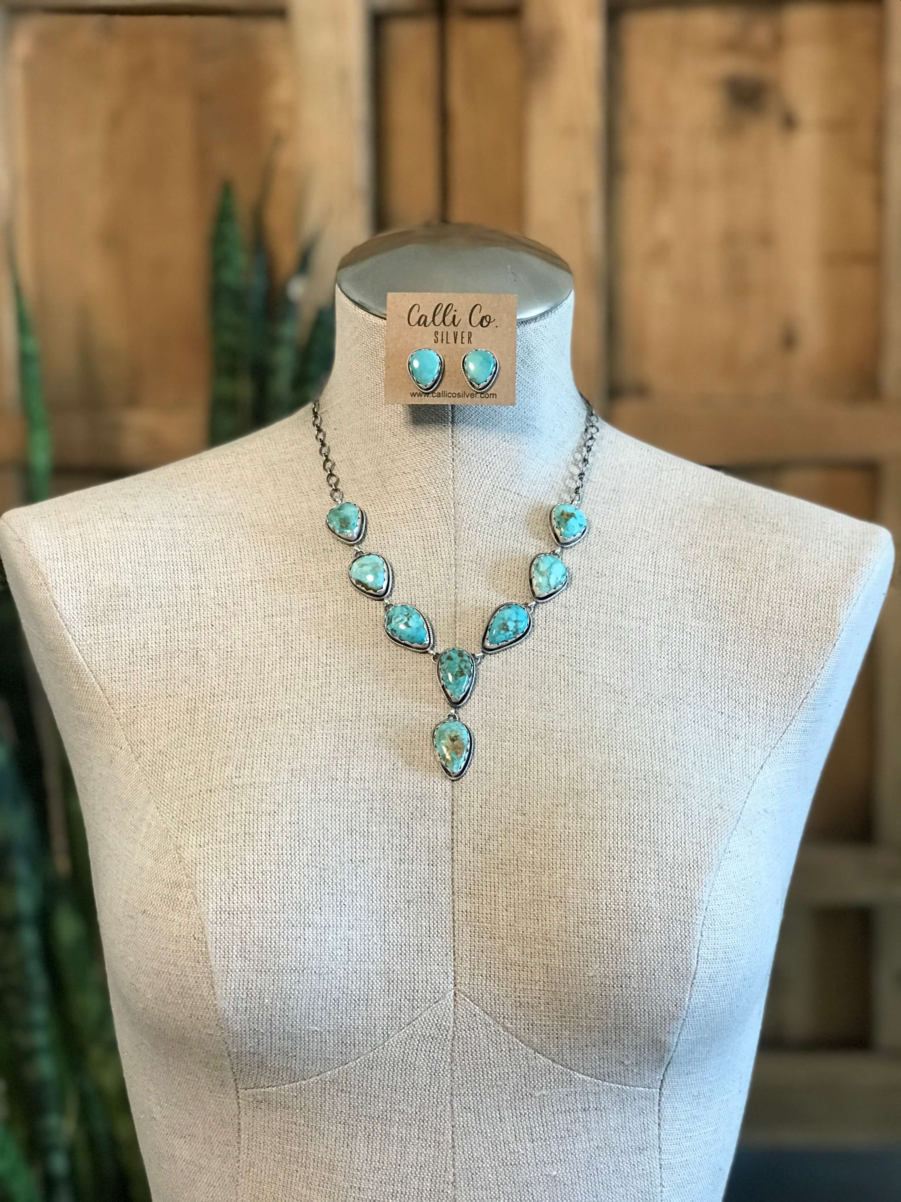The Hartley Lariat Necklace Set, 3-Necklaces-Calli Co., Turquoise and Silver Jewelry, Native American Handmade, Zuni Tribe, Navajo Tribe, Brock Texas