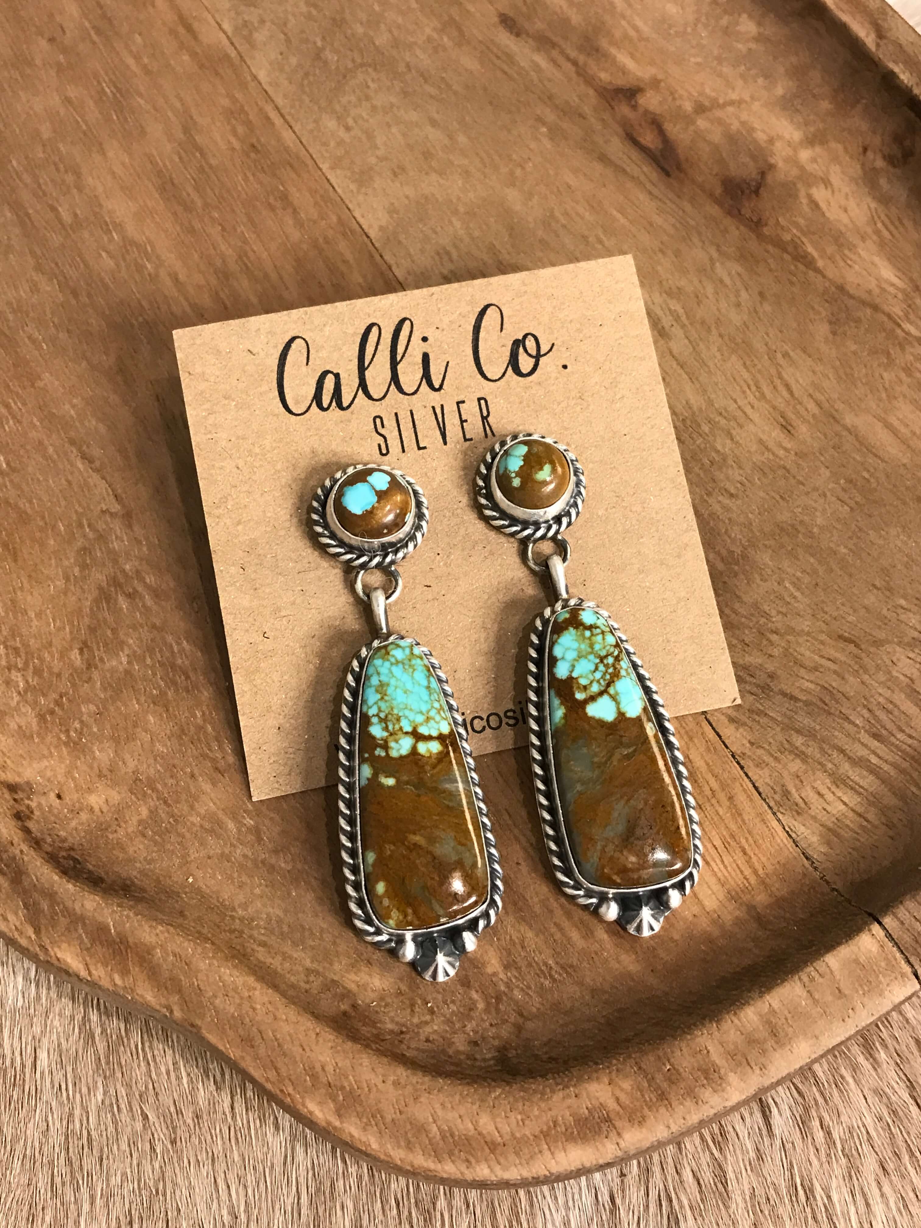 The Glendale Earrings, 15-Earrings-Calli Co., Turquoise and Silver Jewelry, Native American Handmade, Zuni Tribe, Navajo Tribe, Brock Texas