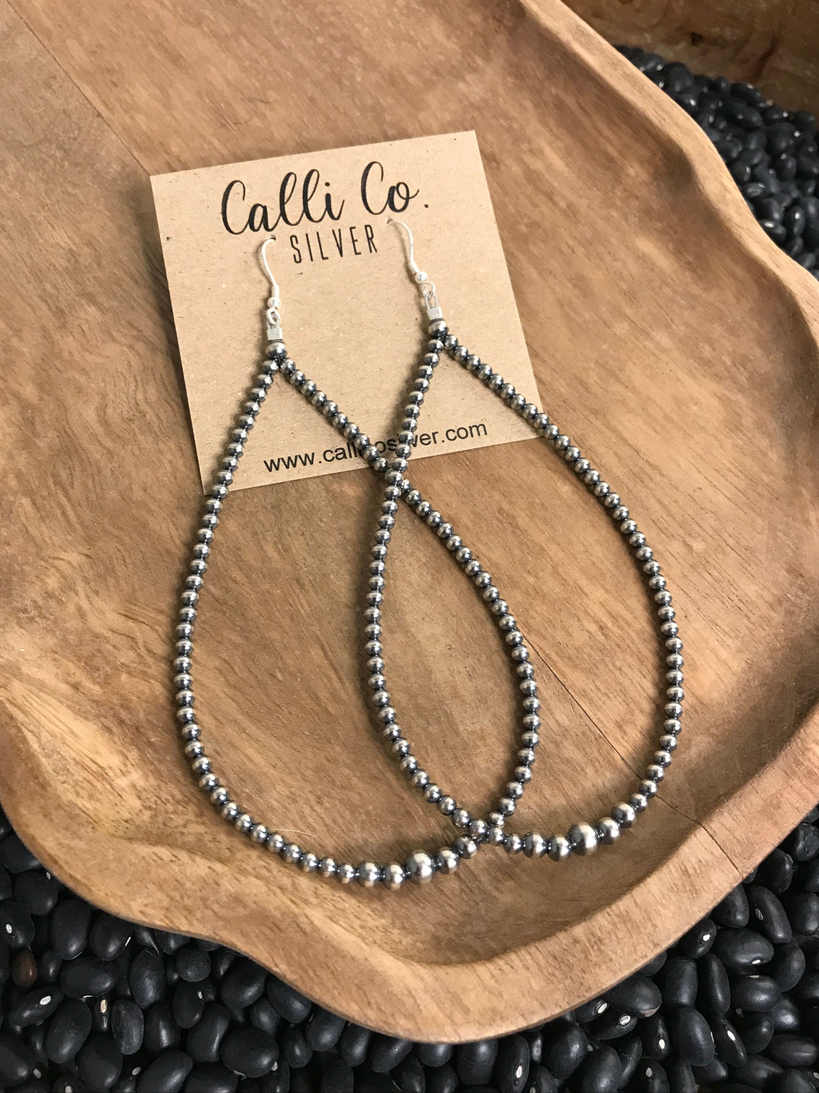 The McDade Teardrop Hoops-Earrings-Calli Co., Turquoise and Silver Jewelry, Native American Handmade, Zuni Tribe, Navajo Tribe, Brock Texas