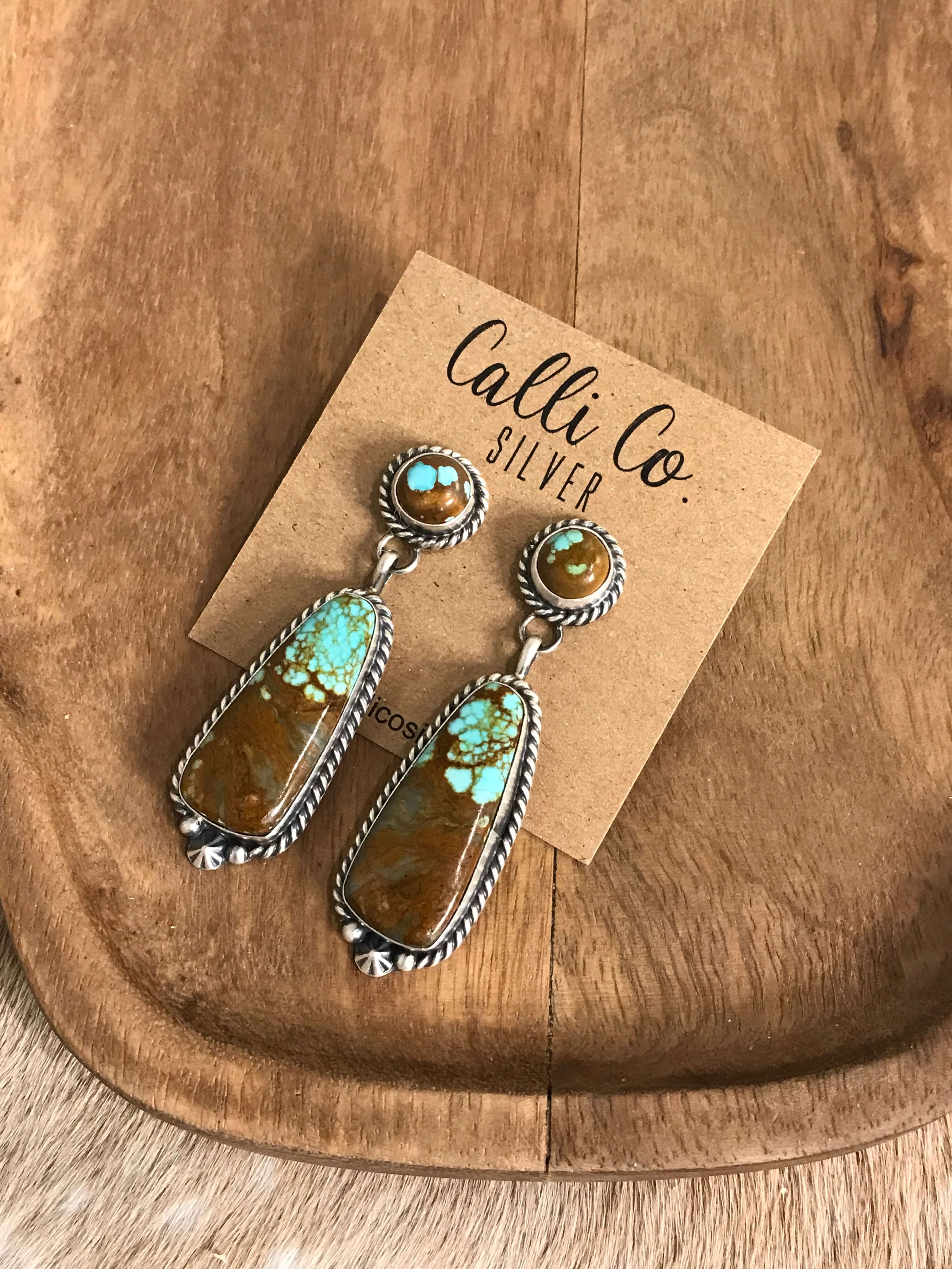 The Glendale Earrings, 15-Earrings-Calli Co., Turquoise and Silver Jewelry, Native American Handmade, Zuni Tribe, Navajo Tribe, Brock Texas