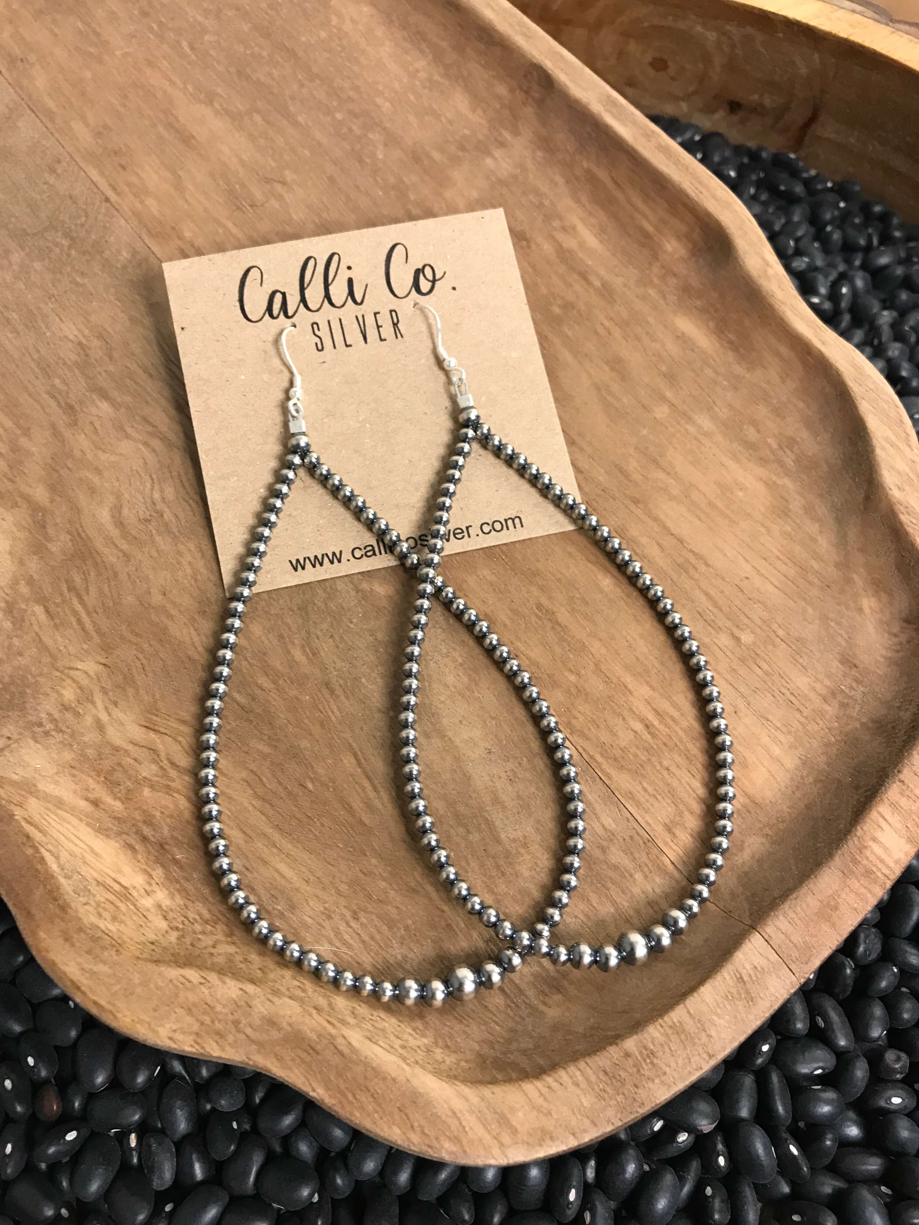 The McDade Teardrop Hoops-Earrings-Calli Co., Turquoise and Silver Jewelry, Native American Handmade, Zuni Tribe, Navajo Tribe, Brock Texas