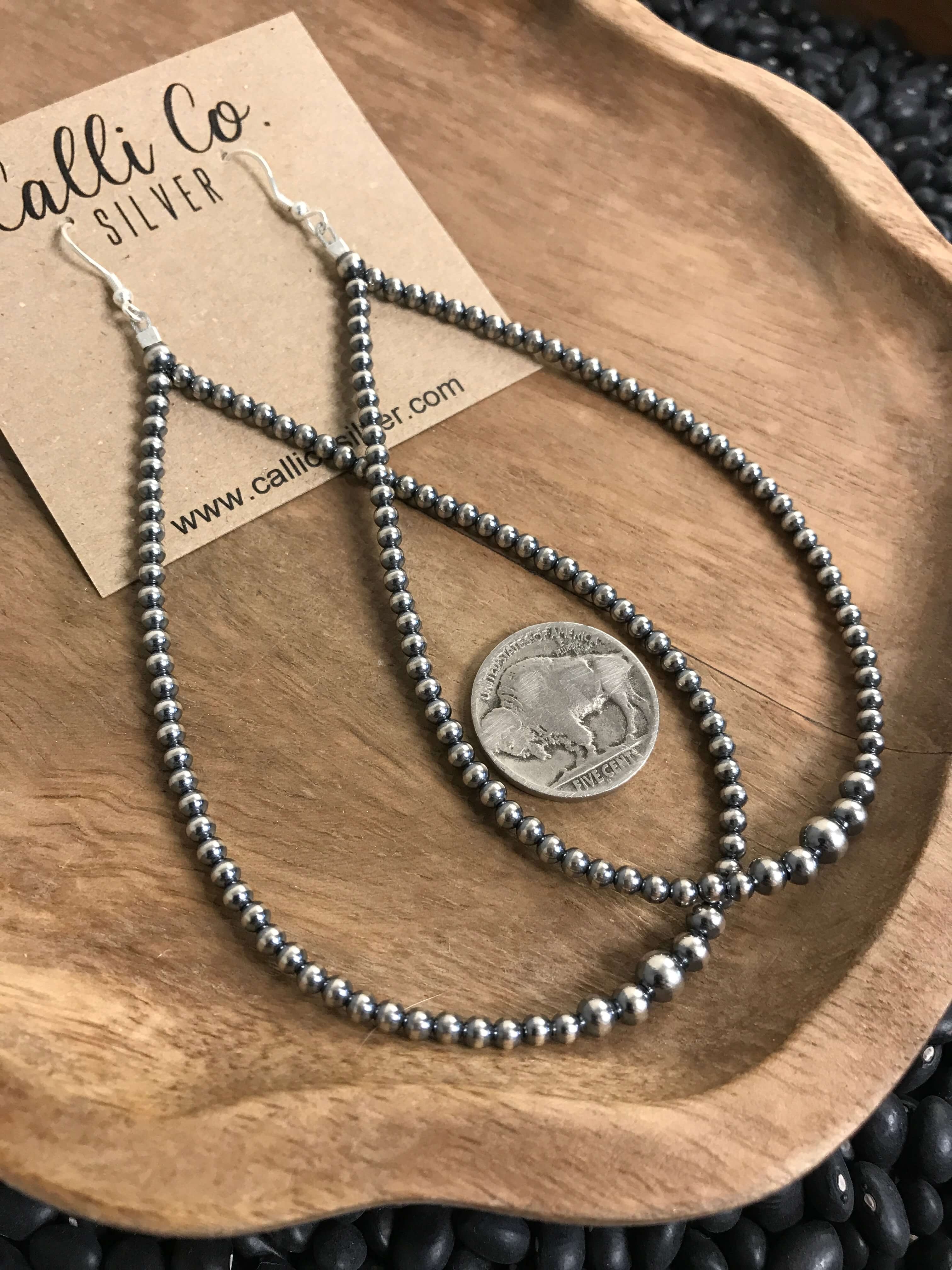 The McDade Teardrop Hoops-Earrings-Calli Co., Turquoise and Silver Jewelry, Native American Handmade, Zuni Tribe, Navajo Tribe, Brock Texas