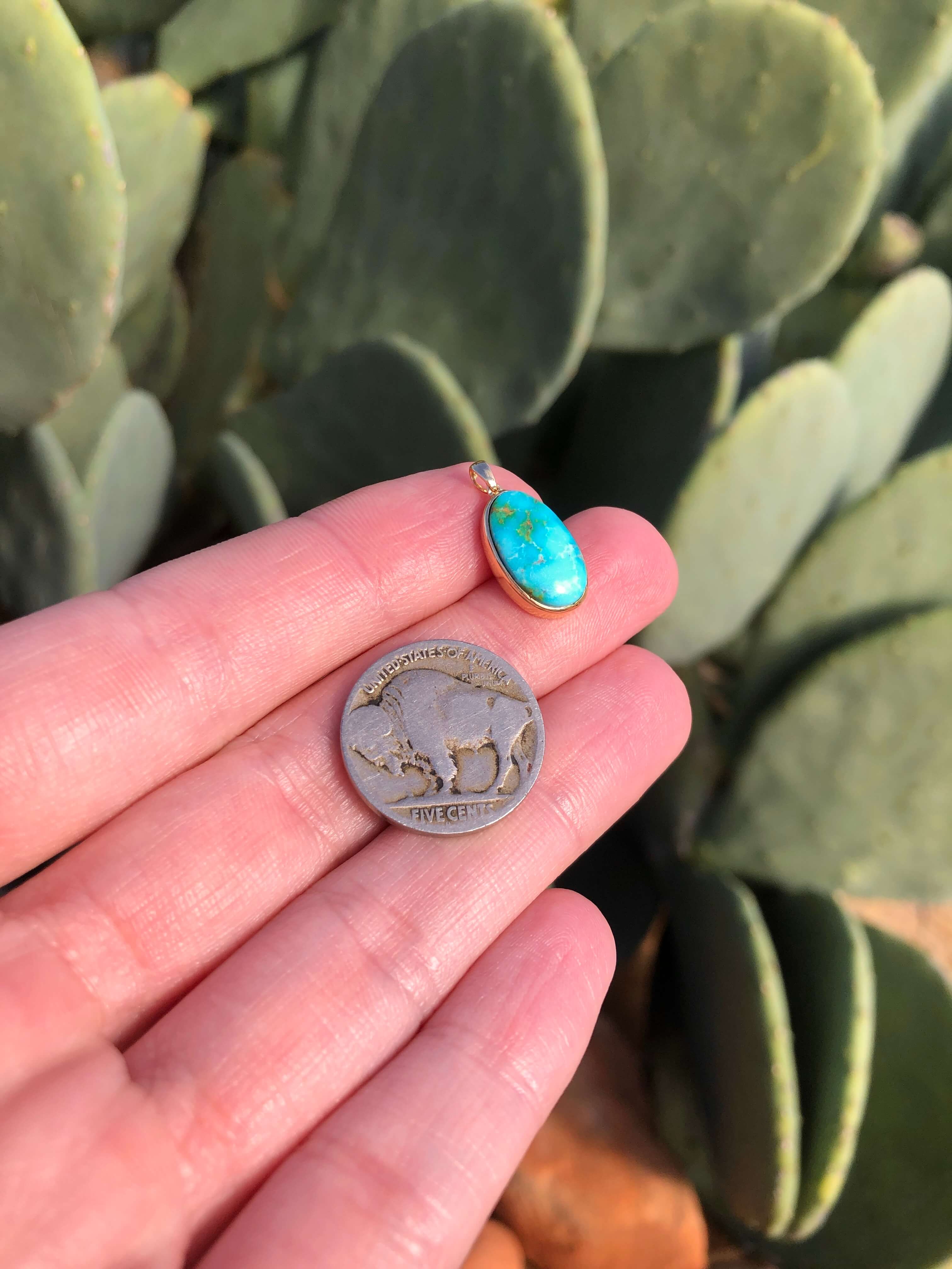 The Nordic 14k and Turquoise Pendant, 11-Pendants-Calli Co., Turquoise and Silver Jewelry, Native American Handmade, Zuni Tribe, Navajo Tribe, Brock Texas