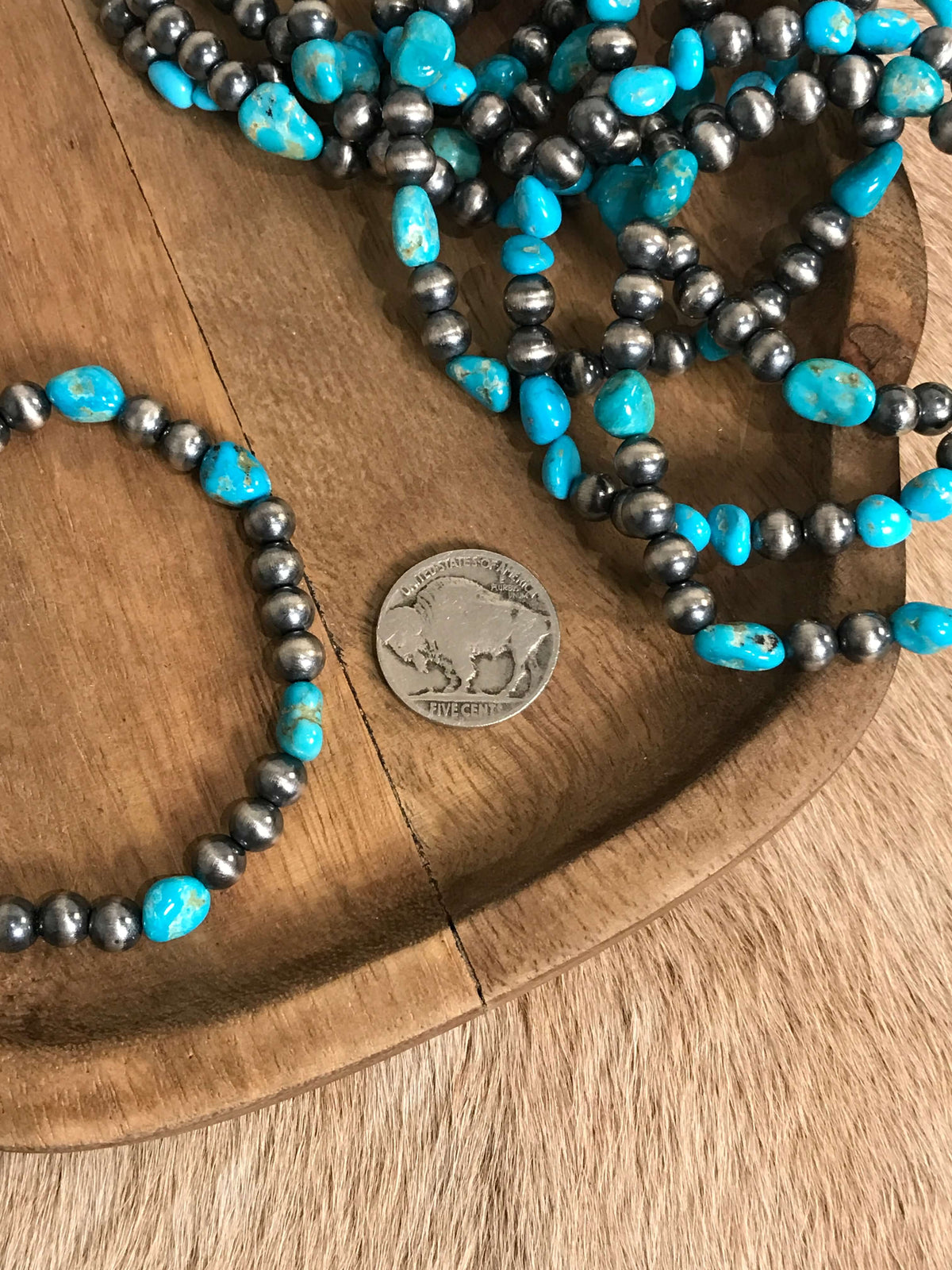 The Toledo Stretch Bracelet in Blue-Bracelets & Cuffs-Calli Co., Turquoise and Silver Jewelry, Native American Handmade, Zuni Tribe, Navajo Tribe, Brock Texas