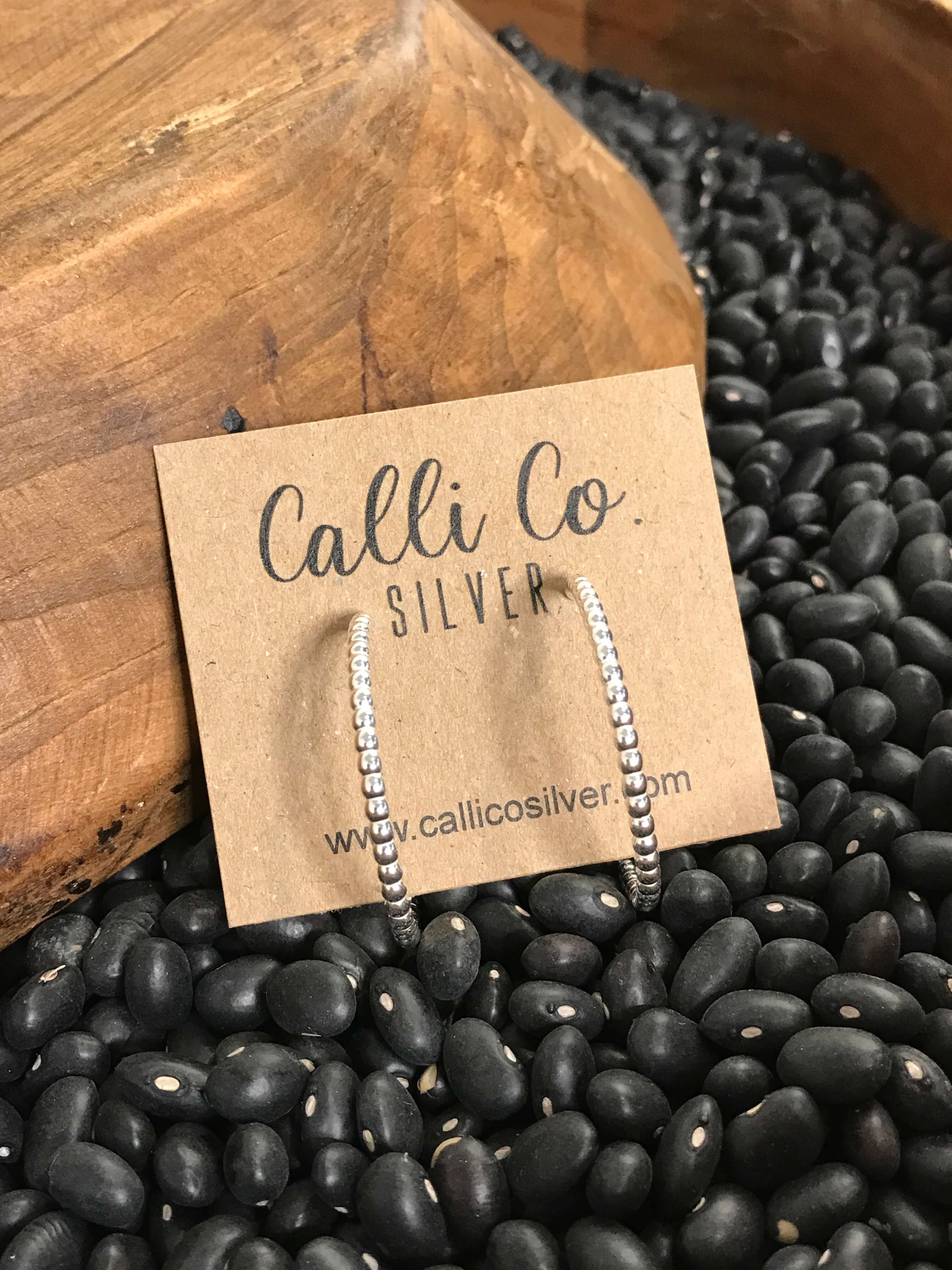 The Sterling Drop Hoops-Earrings-Calli Co., Turquoise and Silver Jewelry, Native American Handmade, Zuni Tribe, Navajo Tribe, Brock Texas