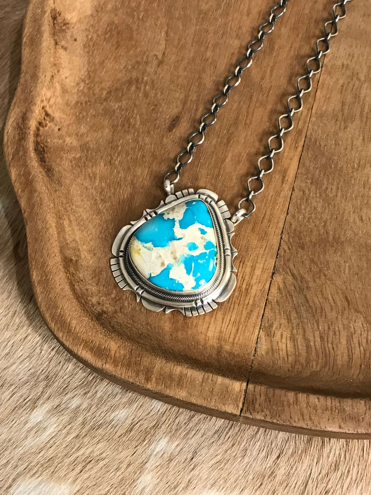 The Cardona Turquoise Necklace, 1-Necklaces-Calli Co., Turquoise and Silver Jewelry, Native American Handmade, Zuni Tribe, Navajo Tribe, Brock Texas
