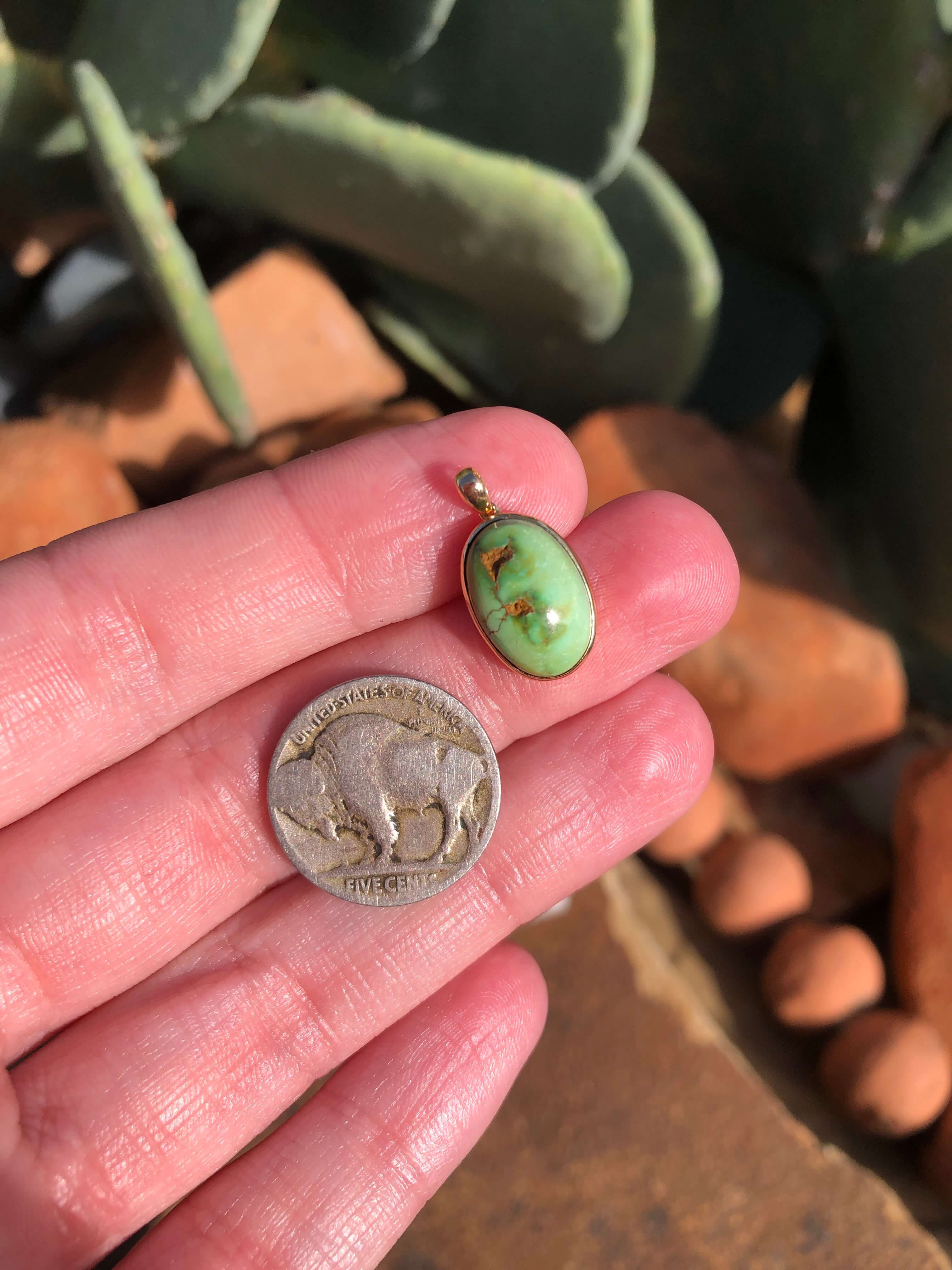 The Nordic 14k and Turquoise Pendant, 13-Pendants-Calli Co., Turquoise and Silver Jewelry, Native American Handmade, Zuni Tribe, Navajo Tribe, Brock Texas