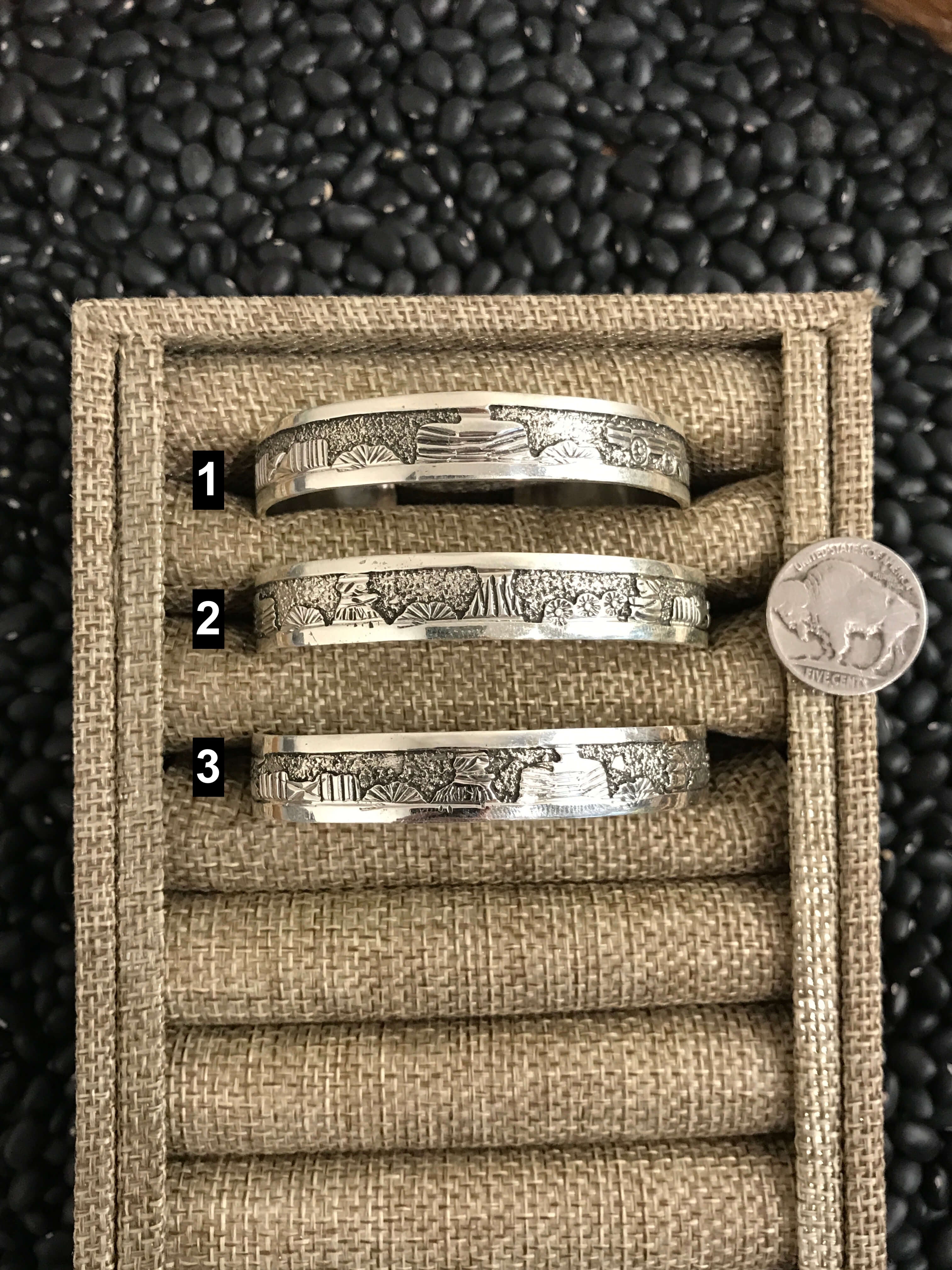 The Walsenburg Storyteller Cuffs-Bracelets & Cuffs-Calli Co., Turquoise and Silver Jewelry, Native American Handmade, Zuni Tribe, Navajo Tribe, Brock Texas