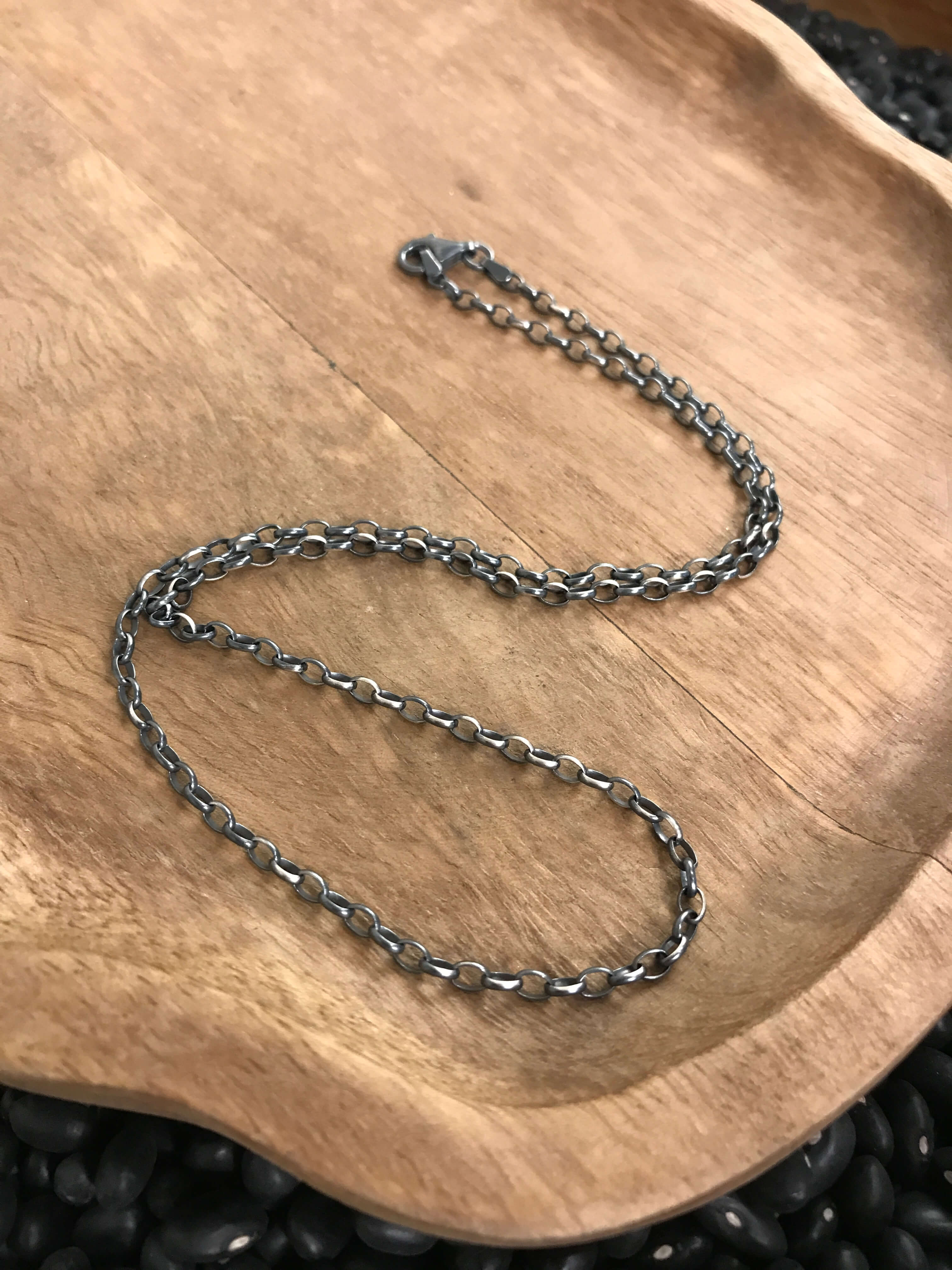 The Midi Sterling Chain Necklace-Necklaces-Calli Co., Turquoise and Silver Jewelry, Native American Handmade, Zuni Tribe, Navajo Tribe, Brock Texas