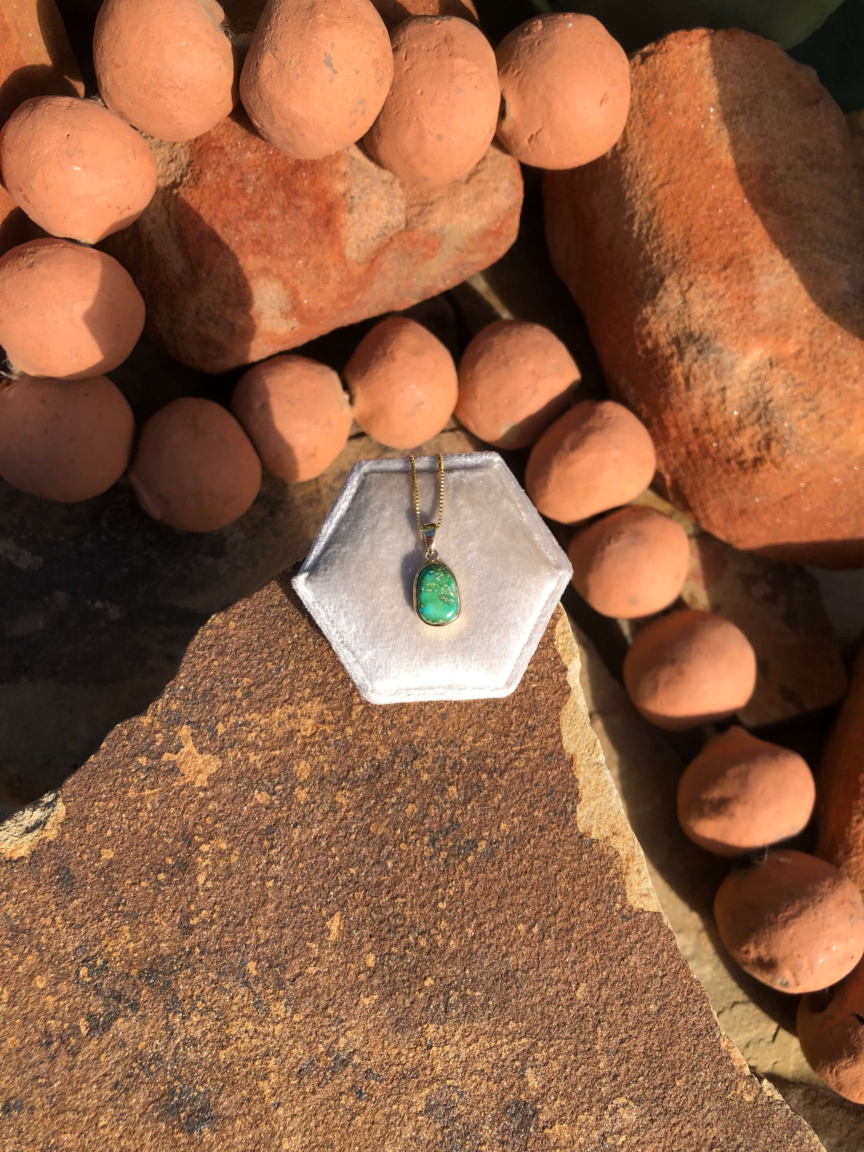 The Nordic 14k and Turquoise Pendant, 14-Pendants-Calli Co., Turquoise and Silver Jewelry, Native American Handmade, Zuni Tribe, Navajo Tribe, Brock Texas