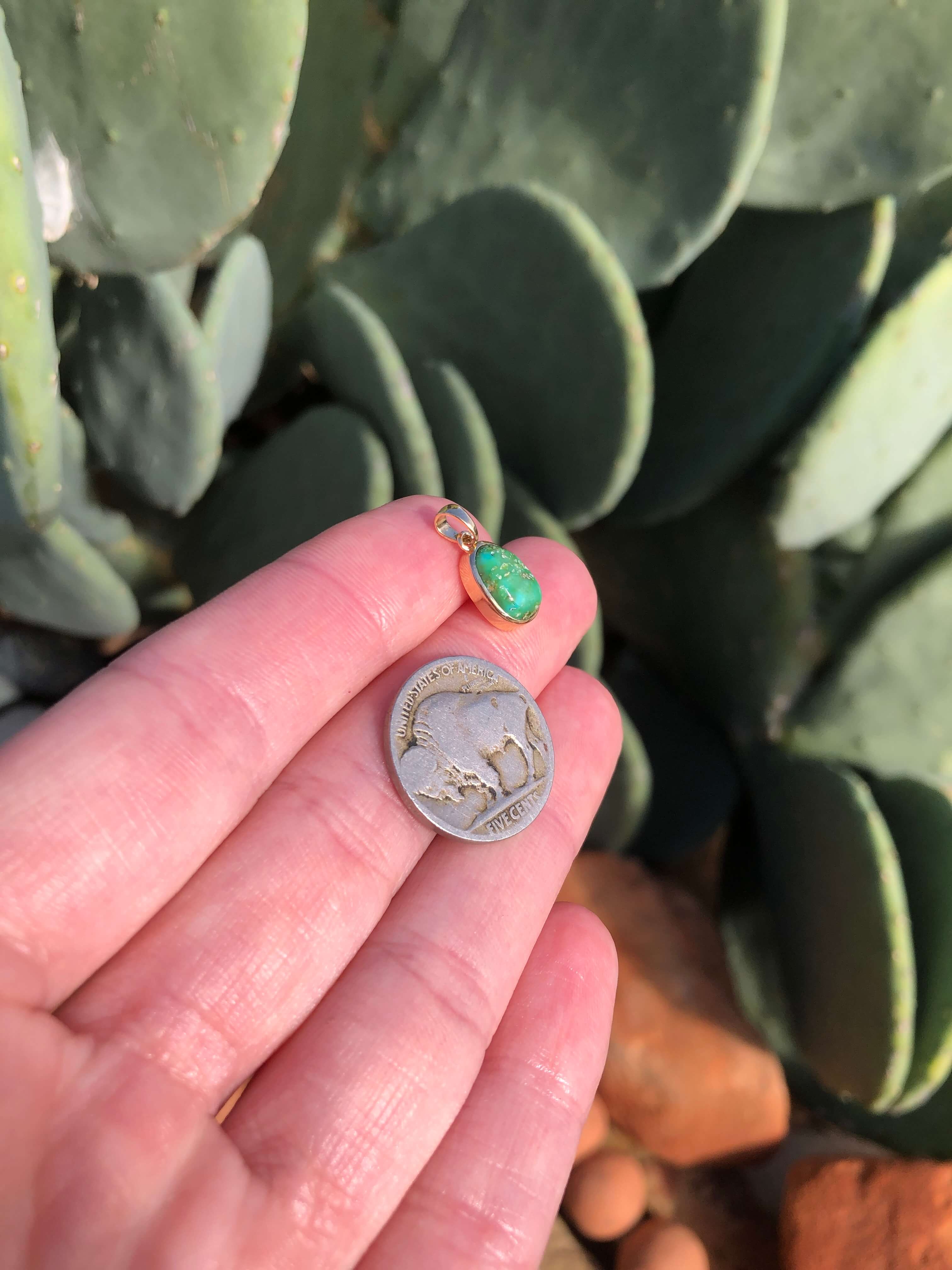 The Nordic 14k and Turquoise Pendant, 14-Pendants-Calli Co., Turquoise and Silver Jewelry, Native American Handmade, Zuni Tribe, Navajo Tribe, Brock Texas