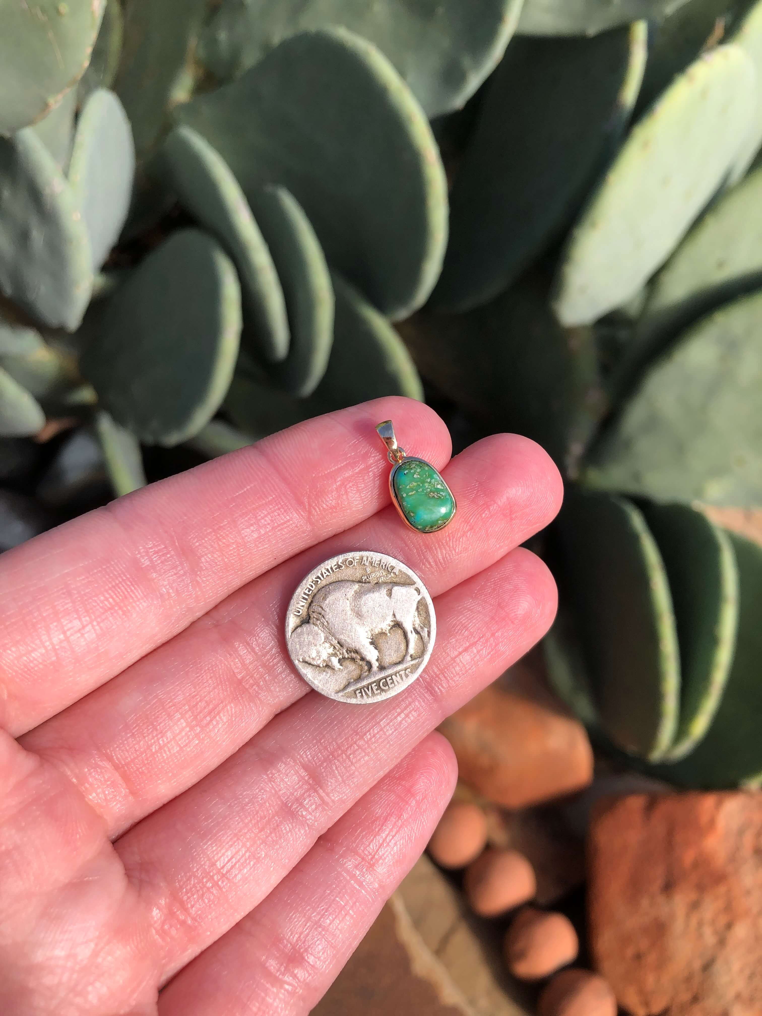 The Nordic 14k and Turquoise Pendant, 14-Pendants-Calli Co., Turquoise and Silver Jewelry, Native American Handmade, Zuni Tribe, Navajo Tribe, Brock Texas
