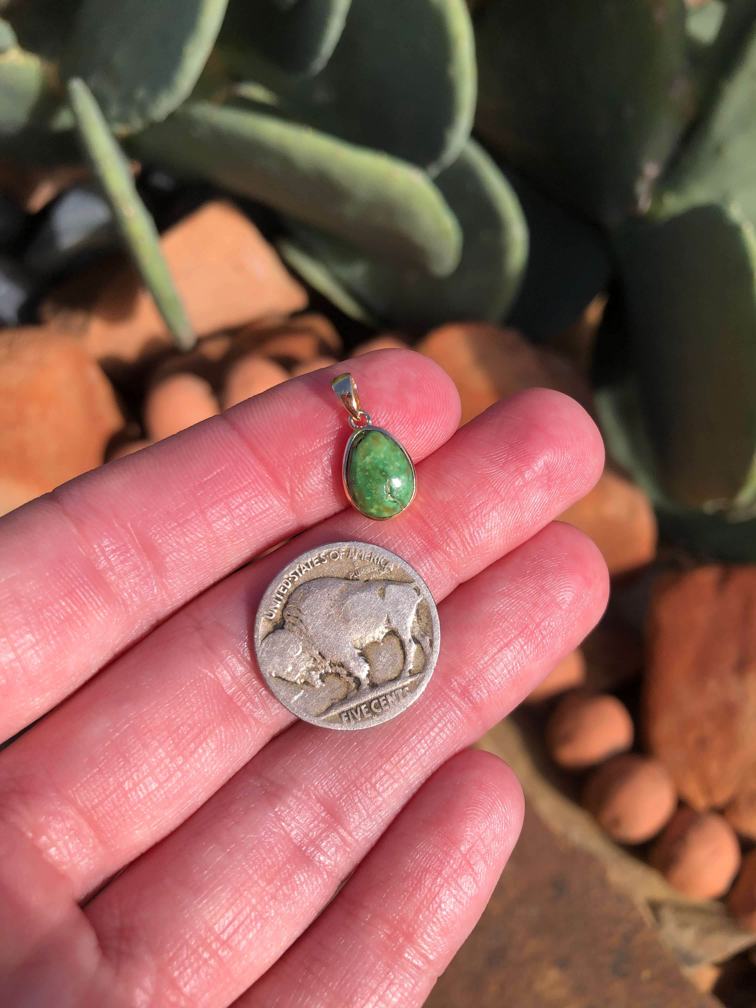 The Nordic 14k and Turquoise Pendant, 15-Pendants-Calli Co., Turquoise and Silver Jewelry, Native American Handmade, Zuni Tribe, Navajo Tribe, Brock Texas