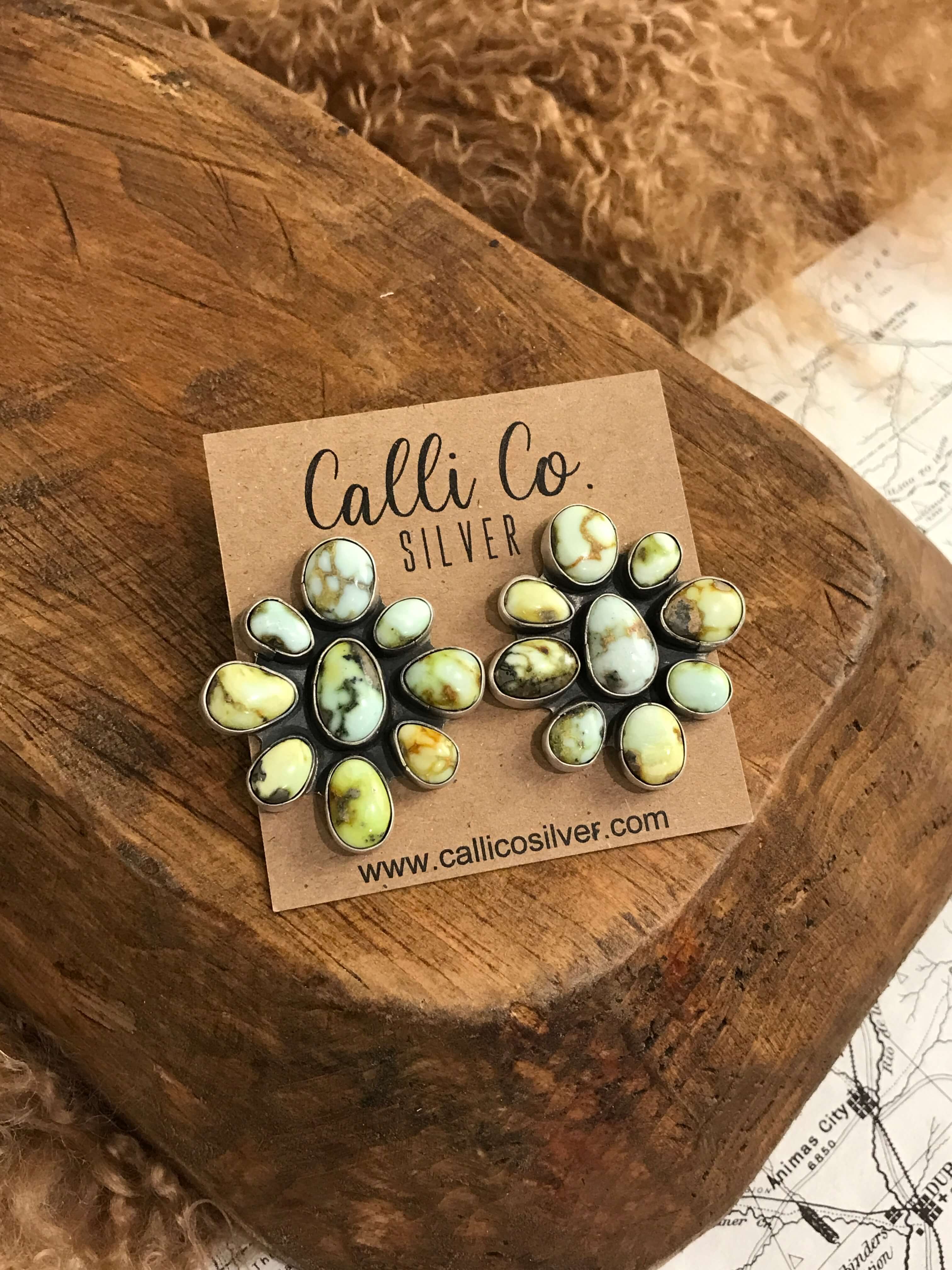 The Knox Cluster Earrings-Earrings-Calli Co., Turquoise and Silver Jewelry, Native American Handmade, Zuni Tribe, Navajo Tribe, Brock Texas