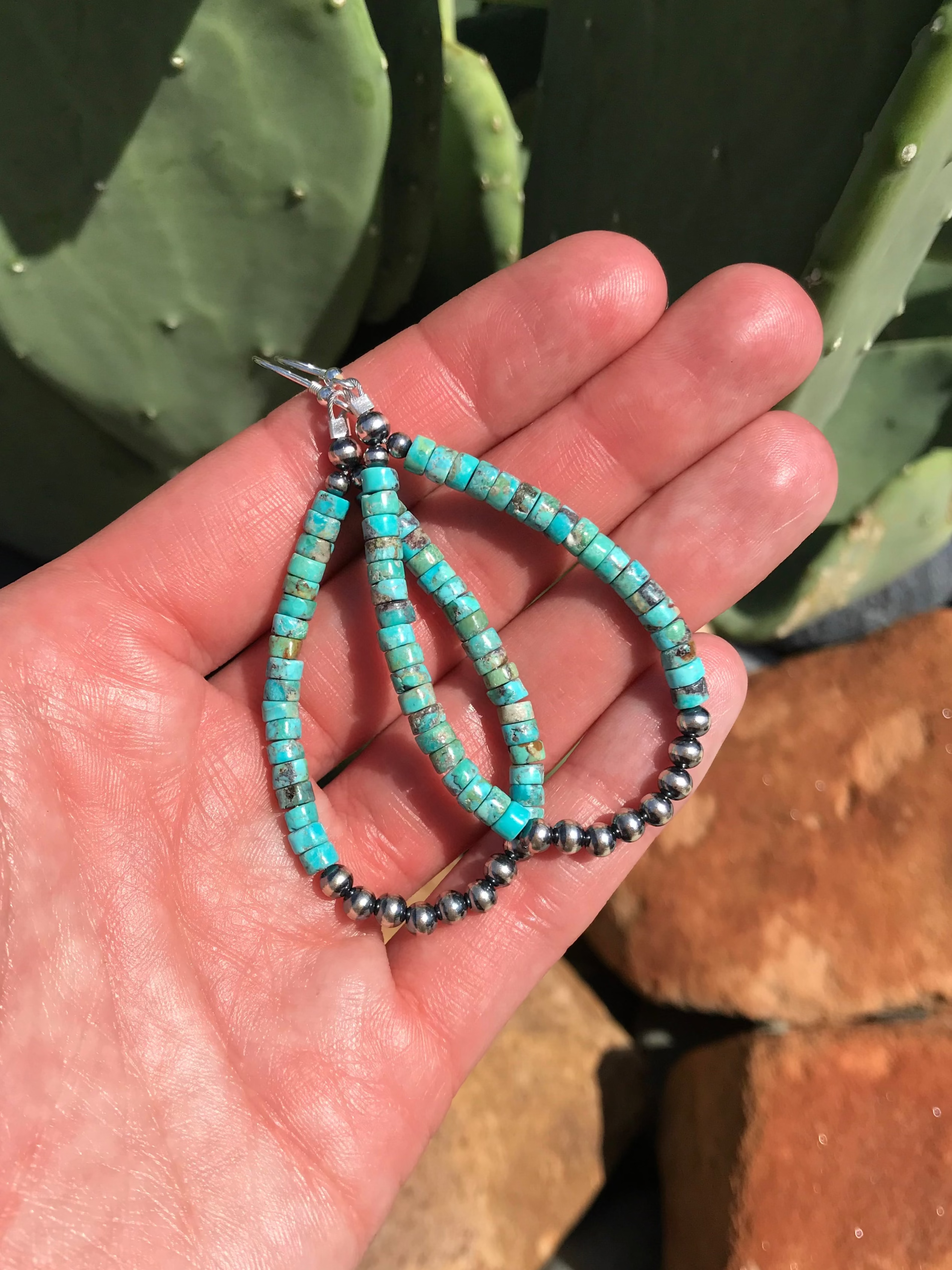 The Ami Earrings-Earrings-Calli Co., Turquoise and Silver Jewelry, Native American Handmade, Zuni Tribe, Navajo Tribe, Brock Texas