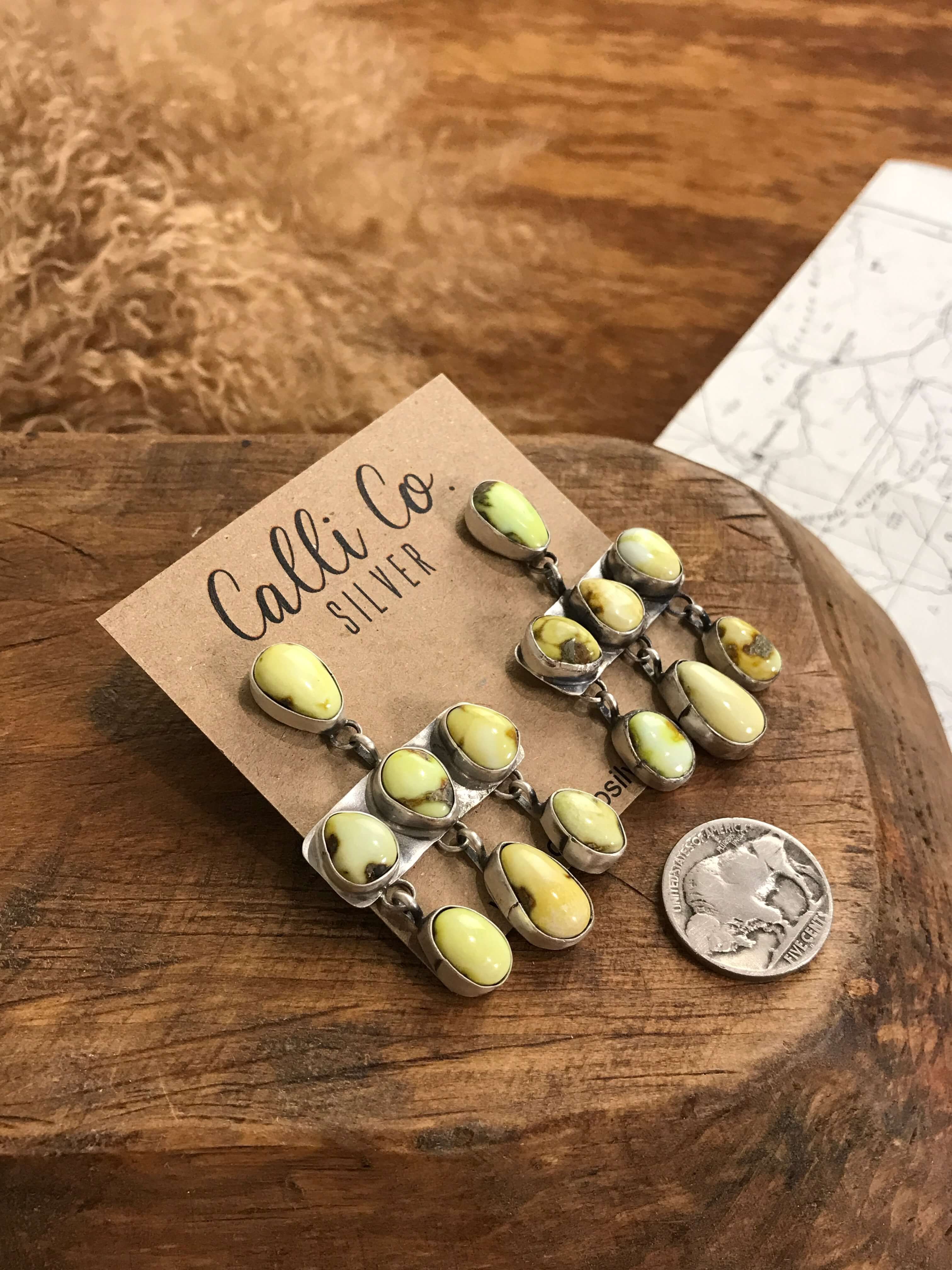 The Ada Chandelier Earrings, 2-Earrings-Calli Co., Turquoise and Silver Jewelry, Native American Handmade, Zuni Tribe, Navajo Tribe, Brock Texas