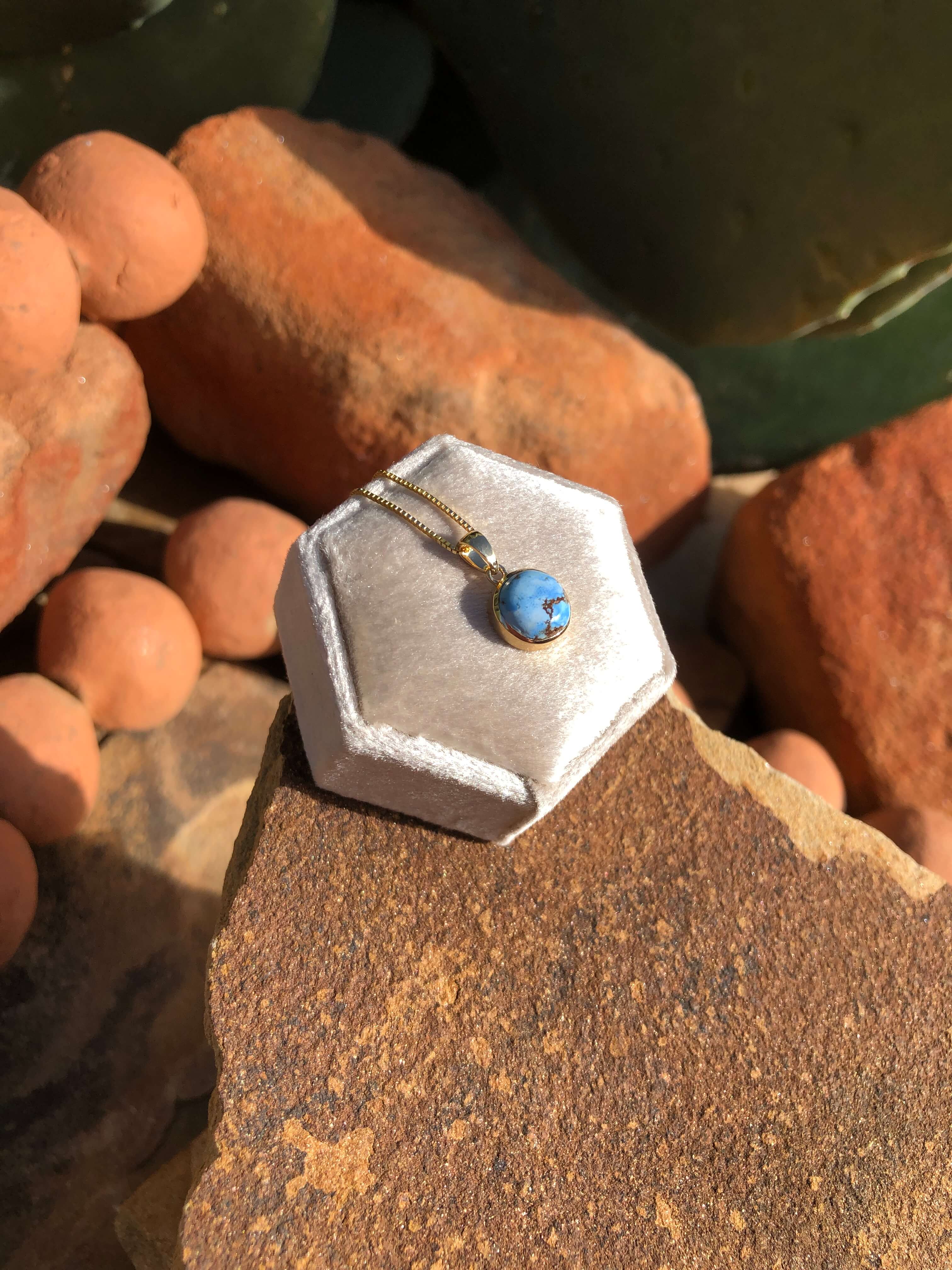 The Nordic 14k and Turquoise Pendant, 23-Pendants-Calli Co., Turquoise and Silver Jewelry, Native American Handmade, Zuni Tribe, Navajo Tribe, Brock Texas