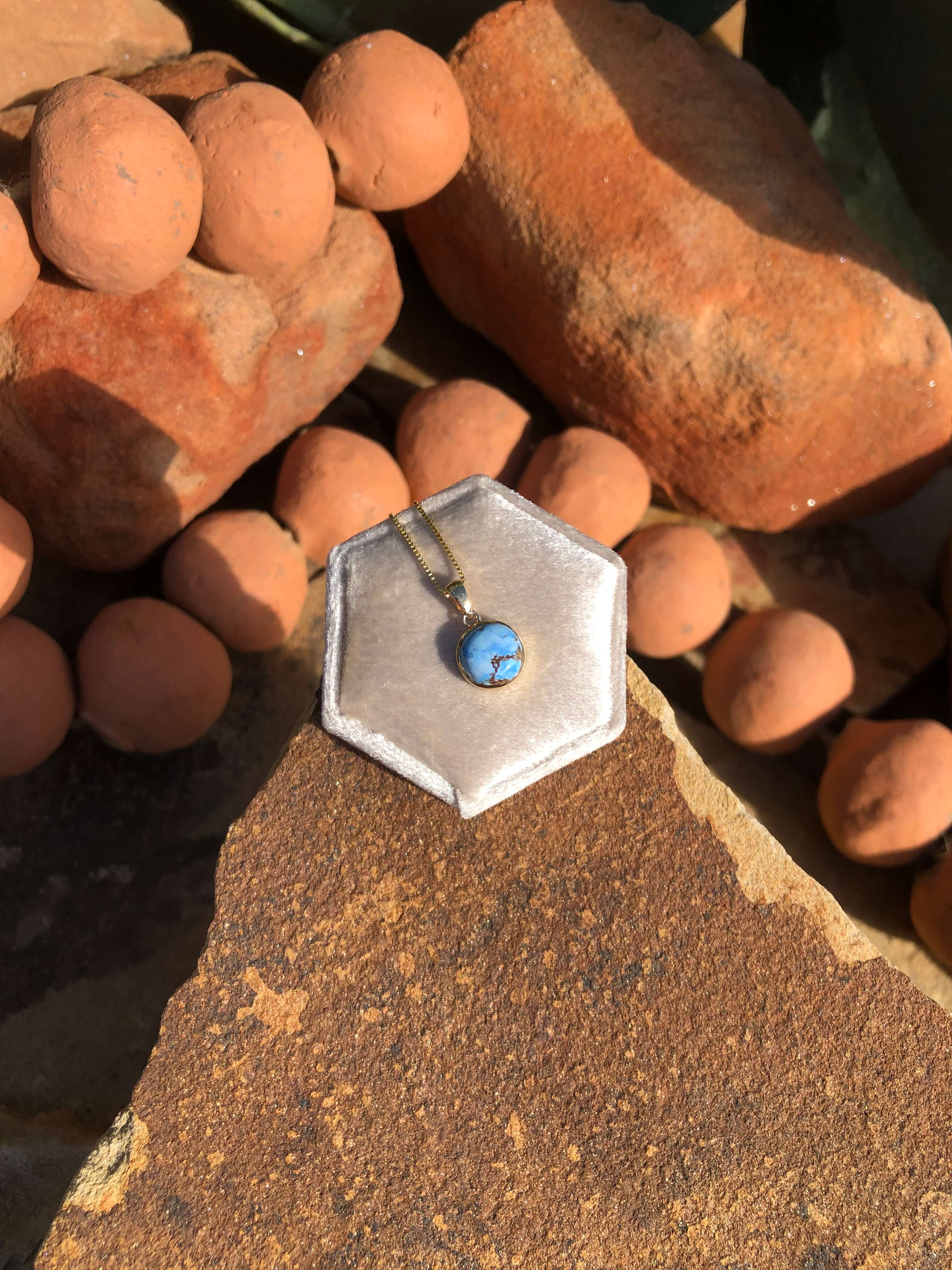 The Nordic 14k and Turquoise Pendant, 23-Pendants-Calli Co., Turquoise and Silver Jewelry, Native American Handmade, Zuni Tribe, Navajo Tribe, Brock Texas