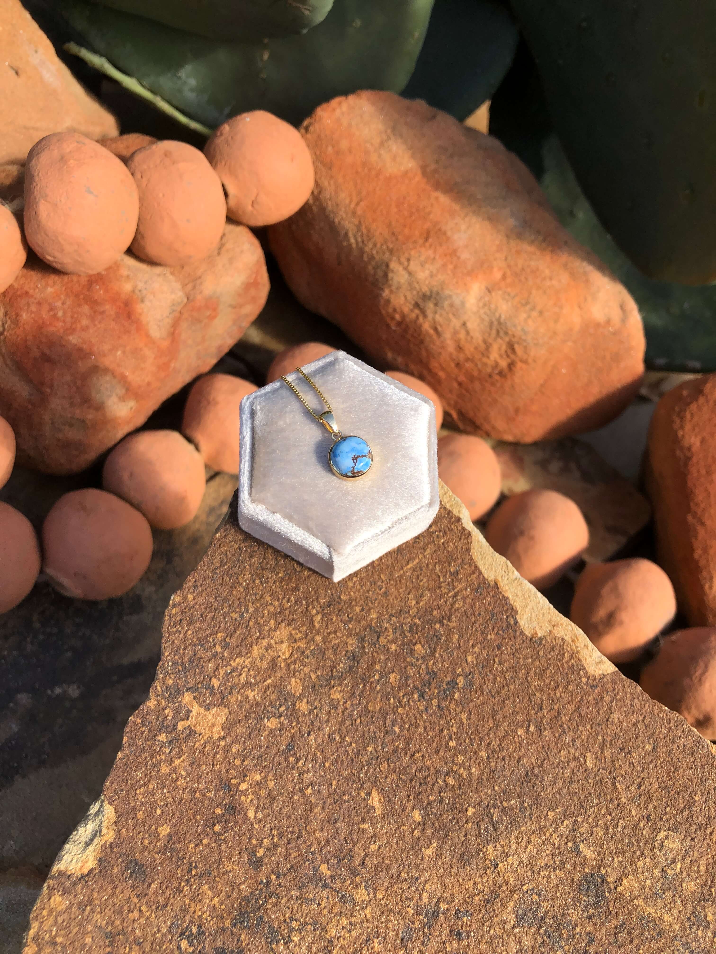 The Nordic 14k and Turquoise Pendant, 23-Pendants-Calli Co., Turquoise and Silver Jewelry, Native American Handmade, Zuni Tribe, Navajo Tribe, Brock Texas