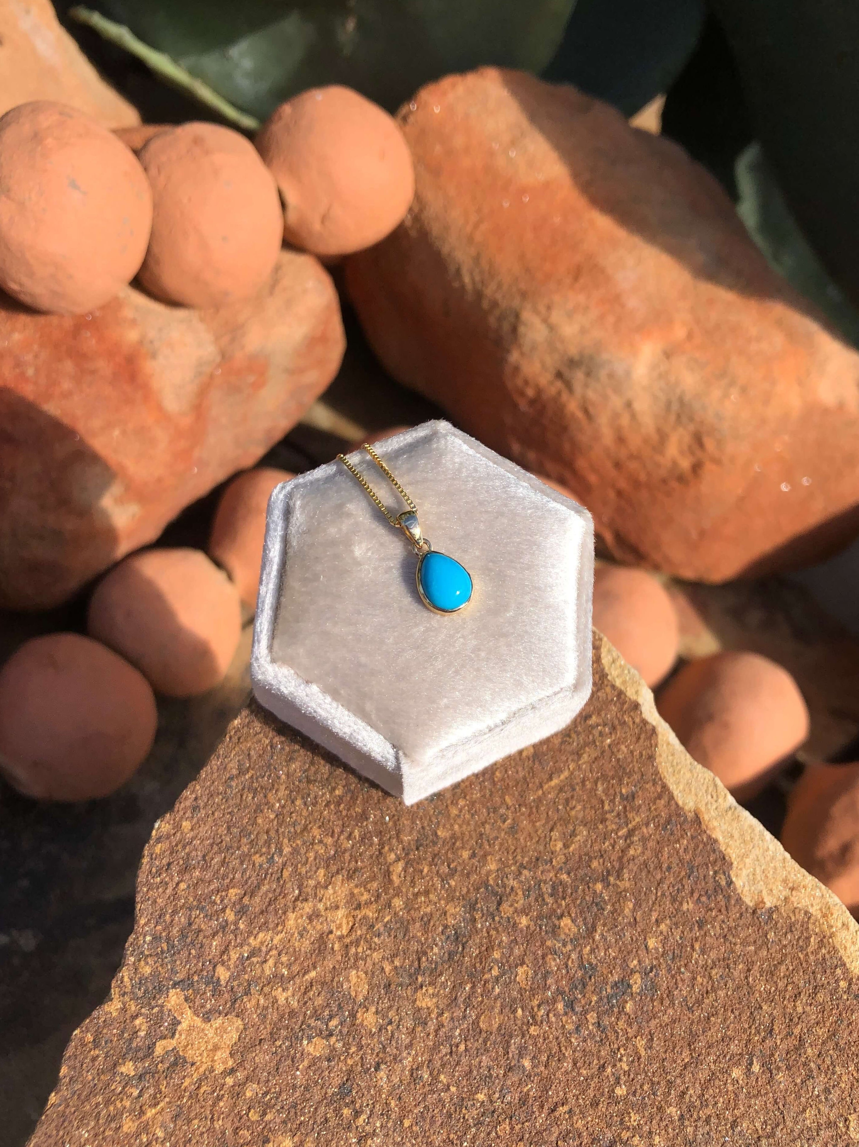 The Nordic 14k and Turquoise Pendant, 19-Pendants-Calli Co., Turquoise and Silver Jewelry, Native American Handmade, Zuni Tribe, Navajo Tribe, Brock Texas