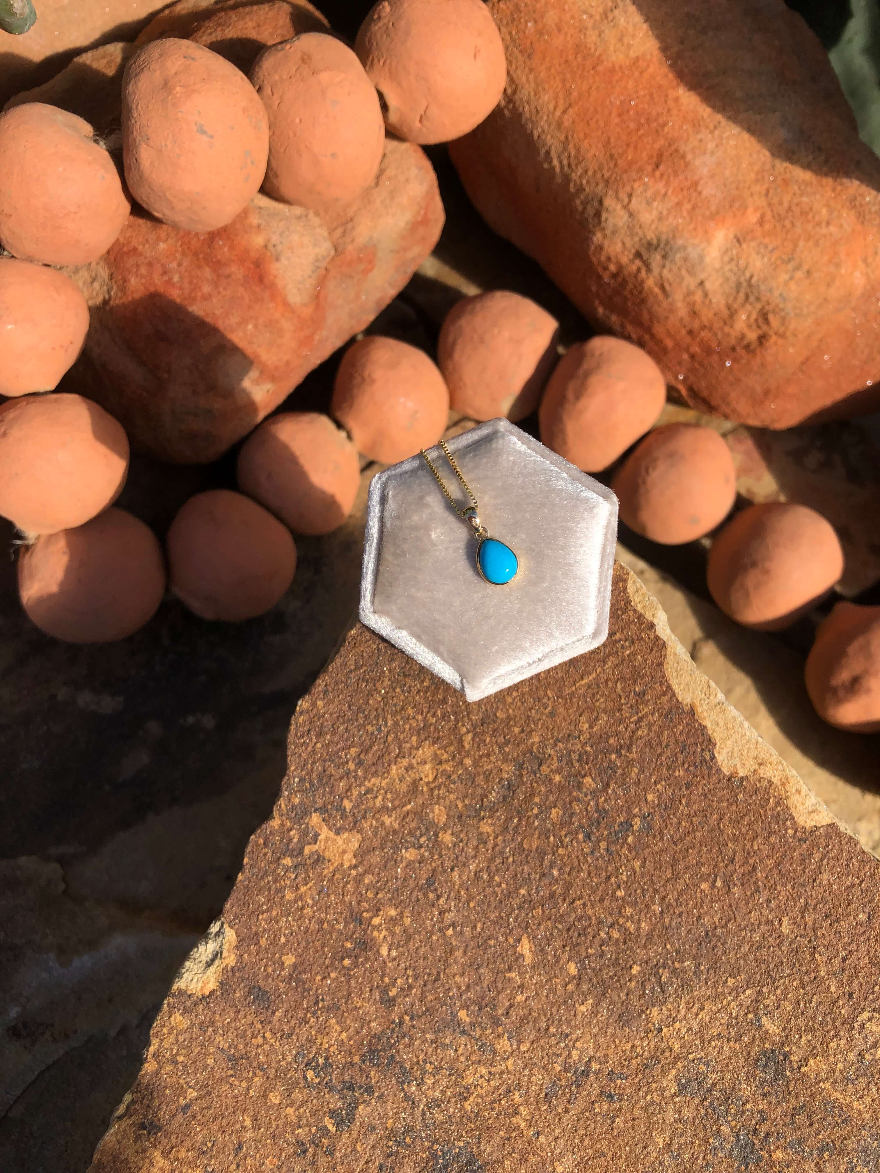 The Nordic 14k and Turquoise Pendant, 19-Pendants-Calli Co., Turquoise and Silver Jewelry, Native American Handmade, Zuni Tribe, Navajo Tribe, Brock Texas
