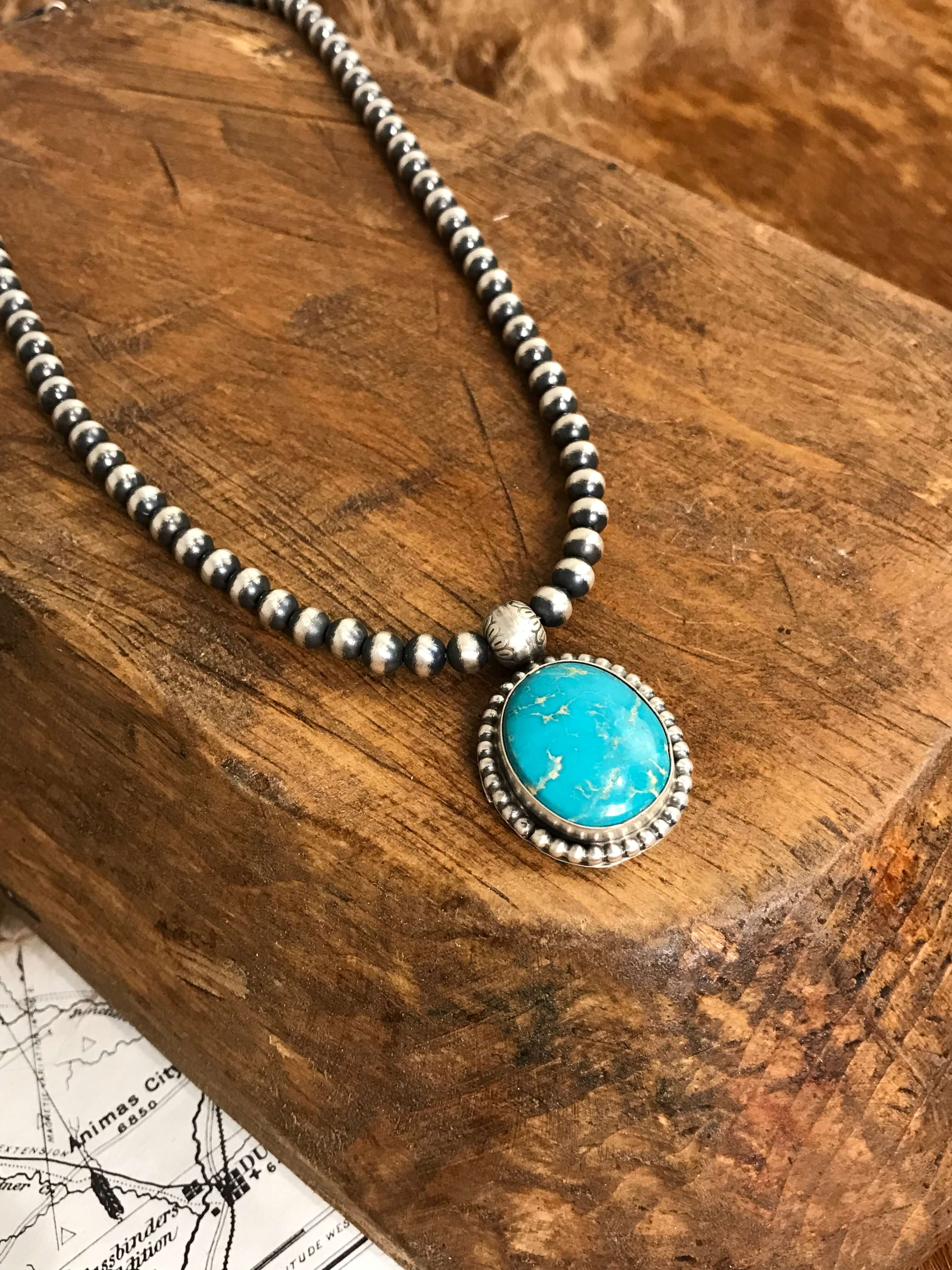The Emerson Necklace, 8-Necklaces-Calli Co., Turquoise and Silver Jewelry, Native American Handmade, Zuni Tribe, Navajo Tribe, Brock Texas
